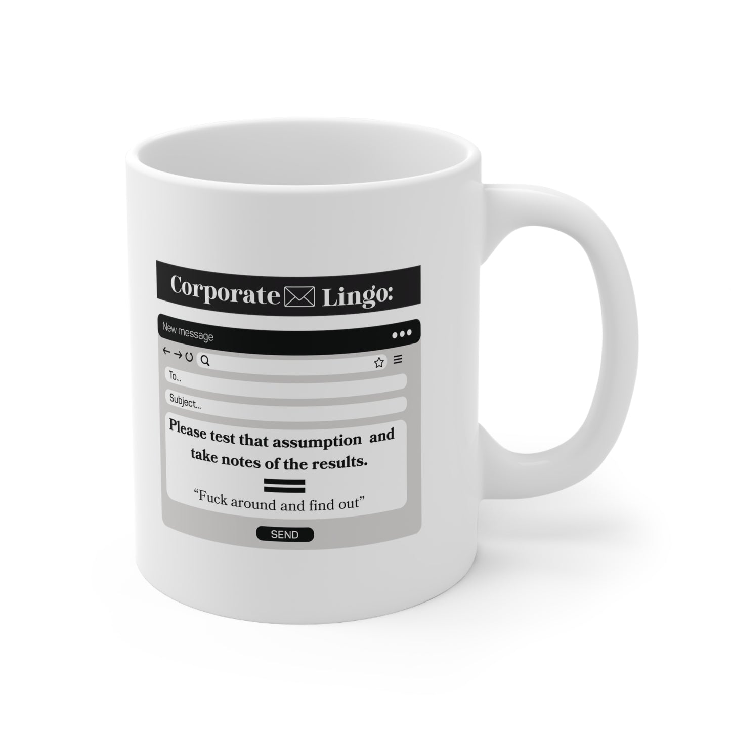 Funny Corporate Email Lingo Mug, Office Email Coffee Cup 11oz