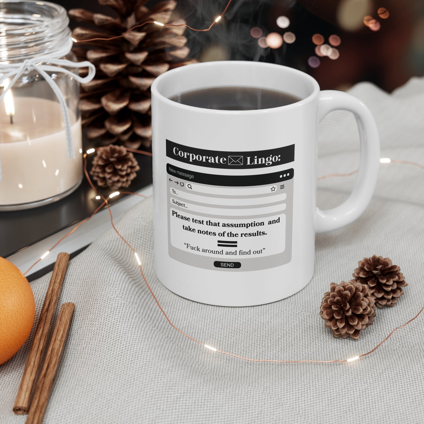 Funny Corporate Email Lingo Mug, Office Email Coffee Cup 11oz