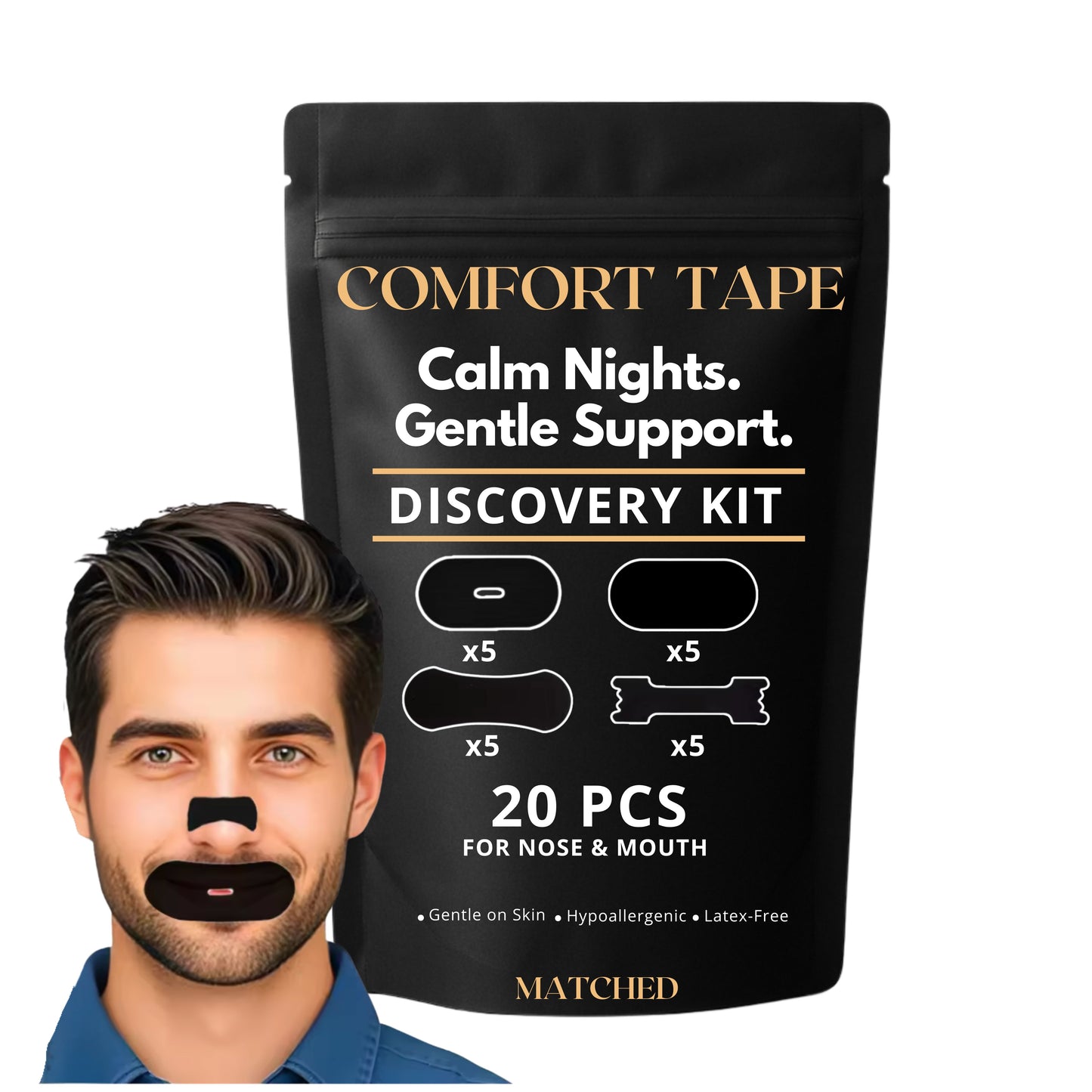 Standard Nasal Strips- Comfort Tape for Sleep & Active Lifestyles