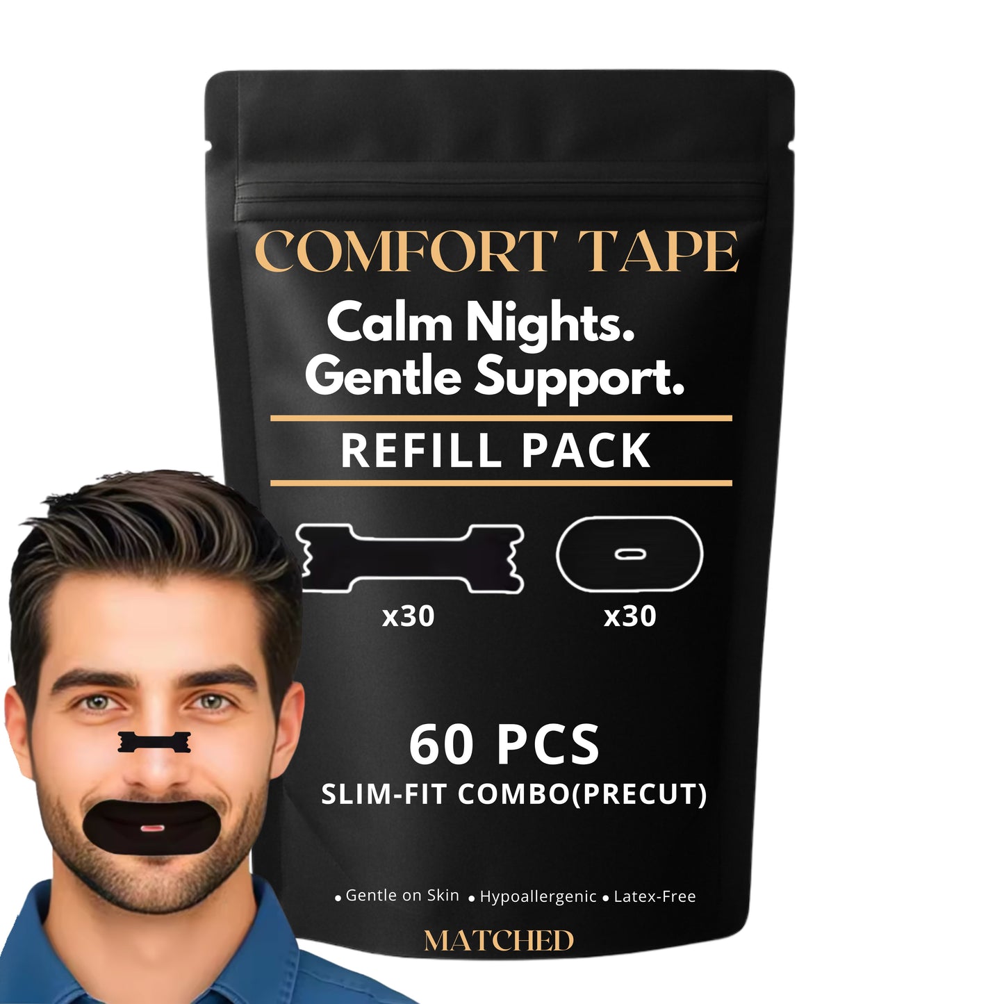 Standard Nasal Strips- Comfort Tape for Sleep & Active Lifestyles