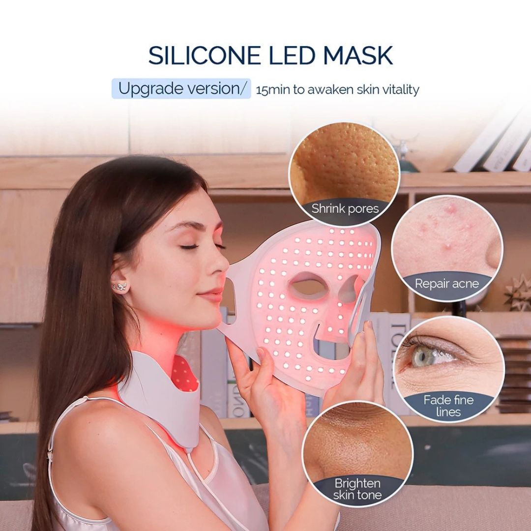 LED Face Mask for Anti-Aging, Skin Firming & Radiant Glow at Home, LED Red Light Therapy Mask for Face & Neck