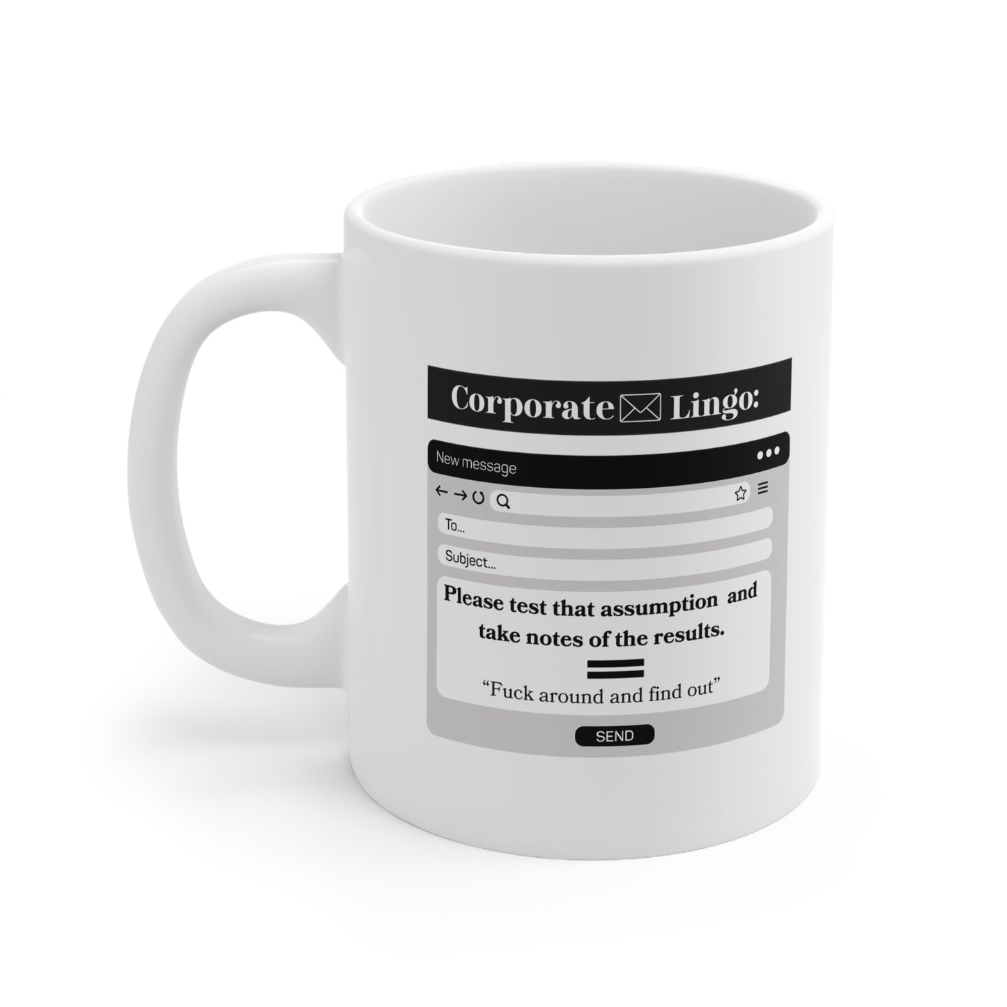 Funny Corporate Email Lingo Mug, Office Email Coffee Cup 11oz