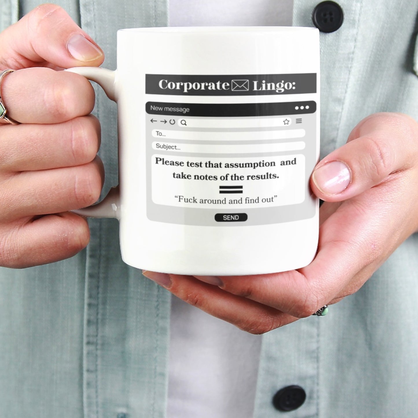 Funny Corporate Email Lingo Mug, Office Email Coffee Cup 11oz