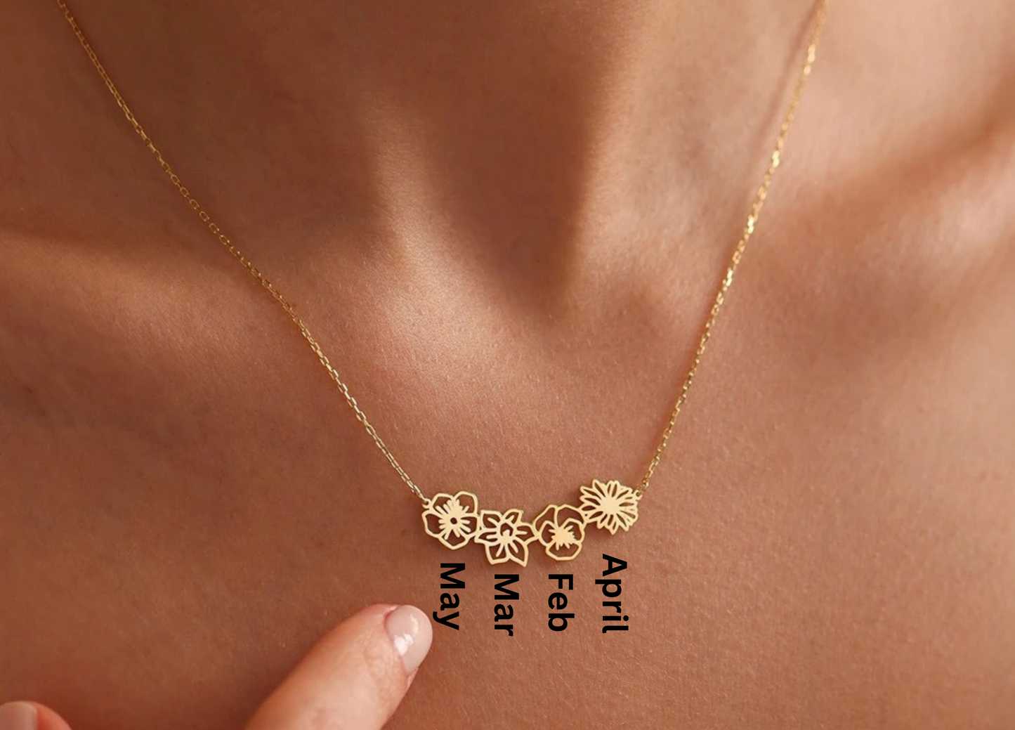 Custom Birth Flower Necklace, Personalized Birth Flower Bouquet Necklace, Birthday Anniversary gift for Mom Grandma Wife, Birth Month Flower