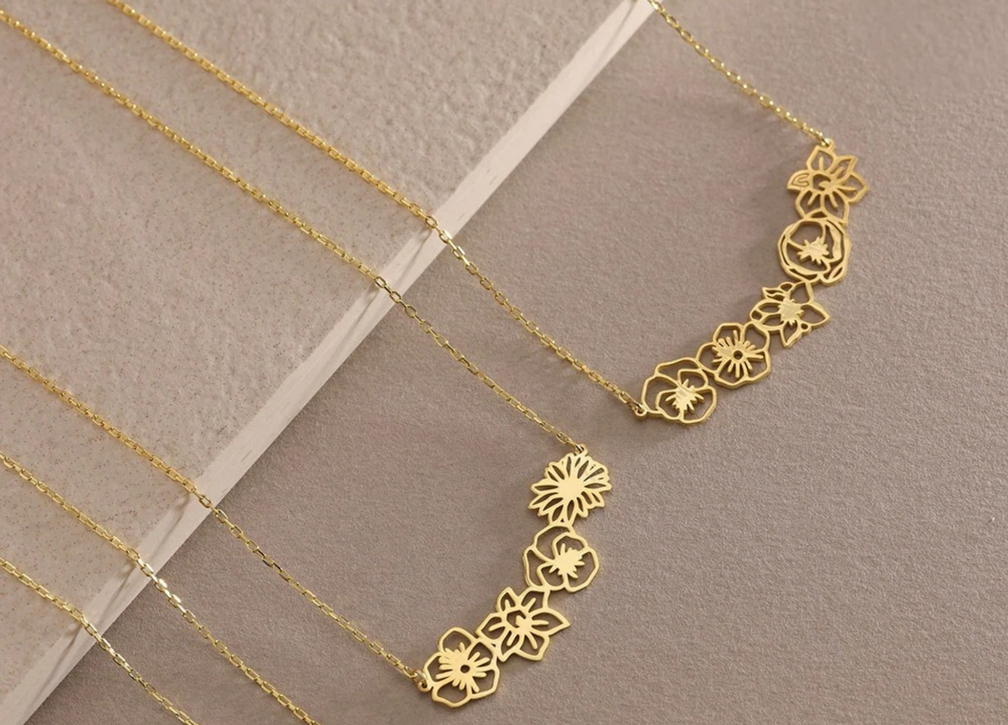 Custom Birth Flower Necklace, Personalized Birth Flower Bouquet Necklace, Birthday Anniversary gift for Mom Grandma Wife, Birth Month Flower