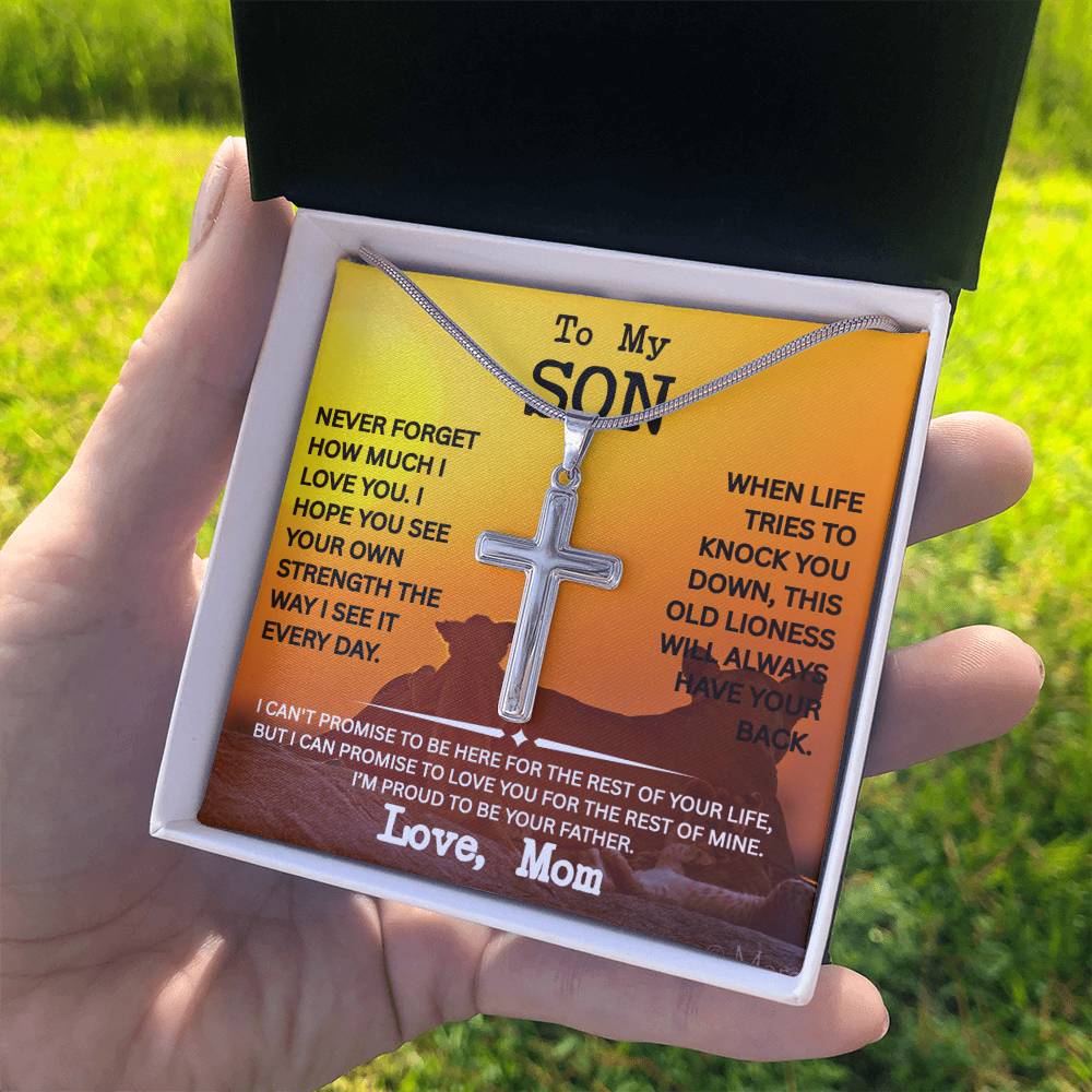 Son Necklace from Mom- Cross Necklace for Men