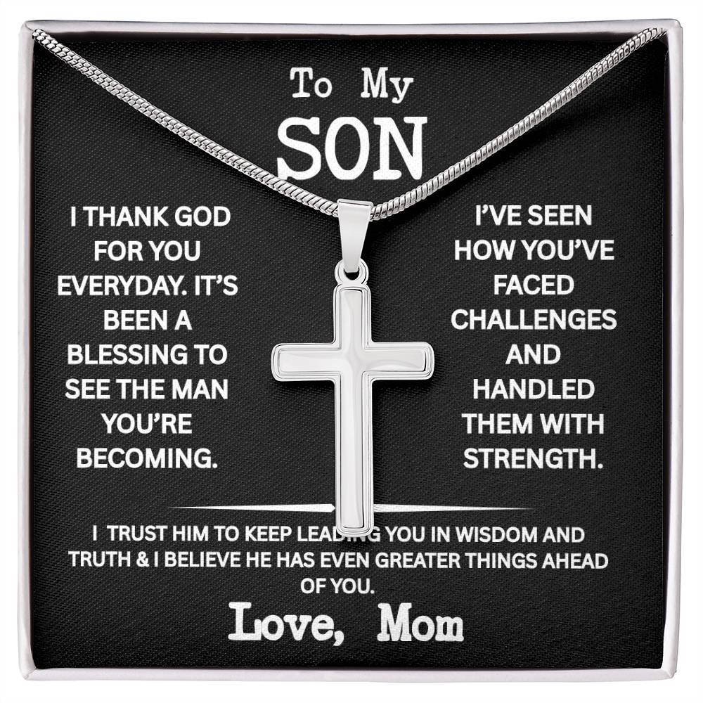 Cross necklace for Son from Mom, Men's Jewelry