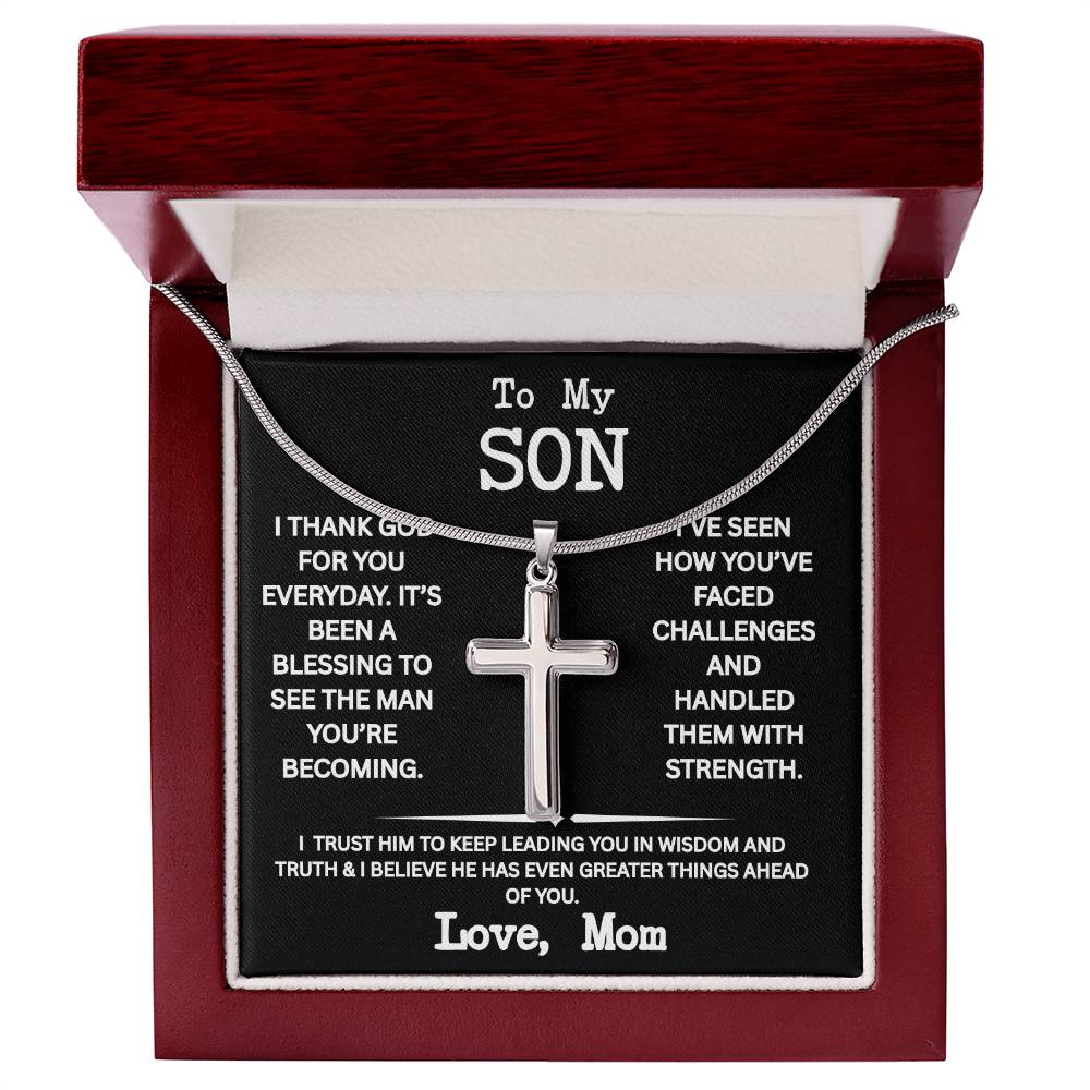 Cross necklace for Son from Mom, Men's Jewelry