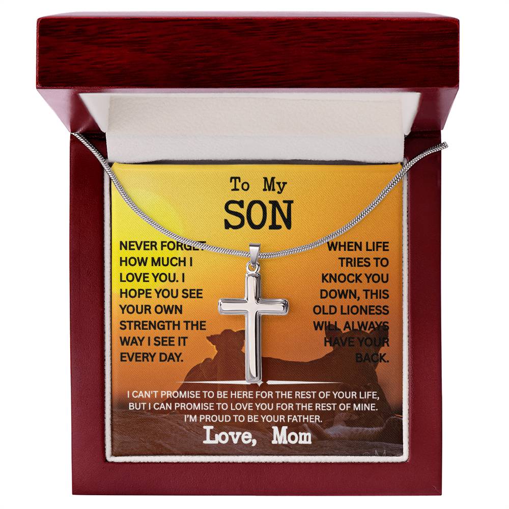 Son Necklace from Mom- Cross Necklace for Men