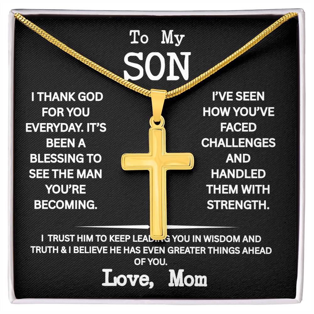 Cross necklace for Son from Mom, Men's Jewelry