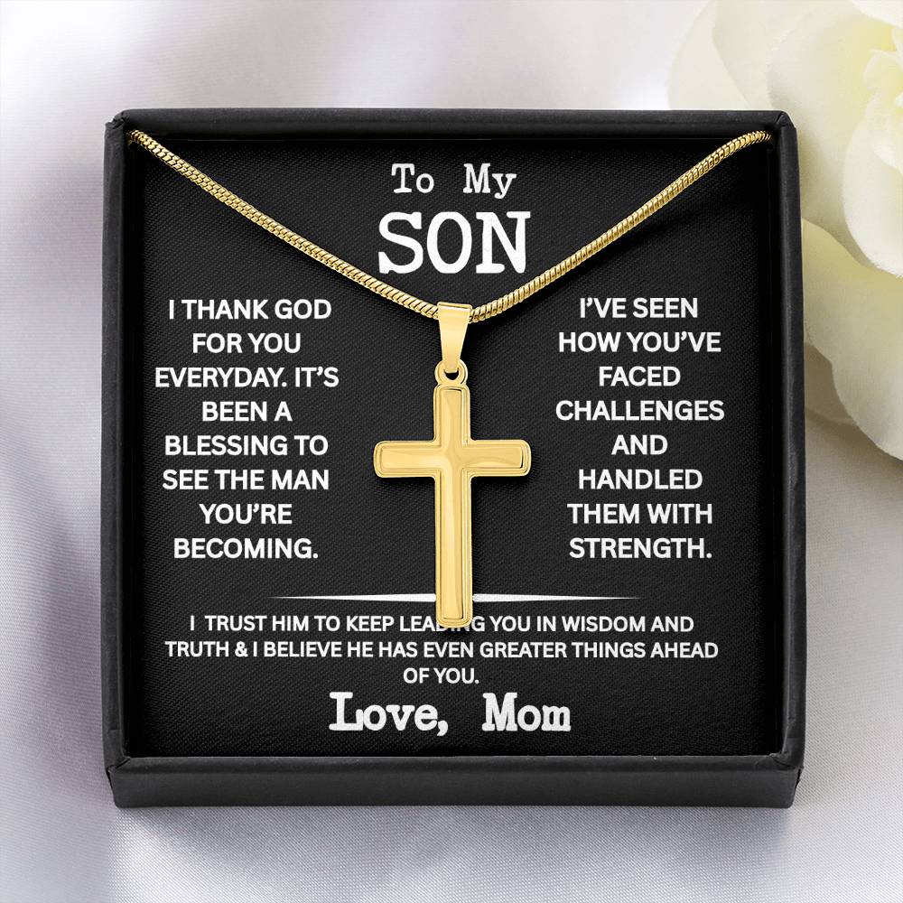 Cross necklace for Son from Mom, Men's Jewelry