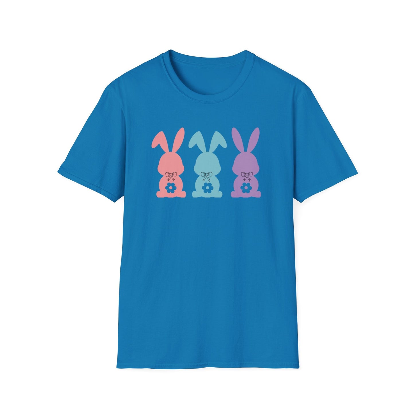 Three Bunnies Easter Tshirt, Bunny Rabbit Graphic T-Shirt Gift for Her or Him