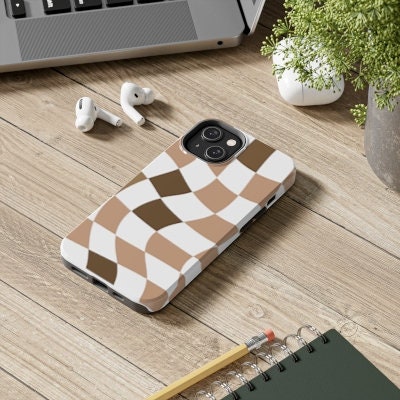 Brown Checkered Phone Case Gift for Birthday, Anniversary, House warming, Mother's Day, Graduation for Her/Him
