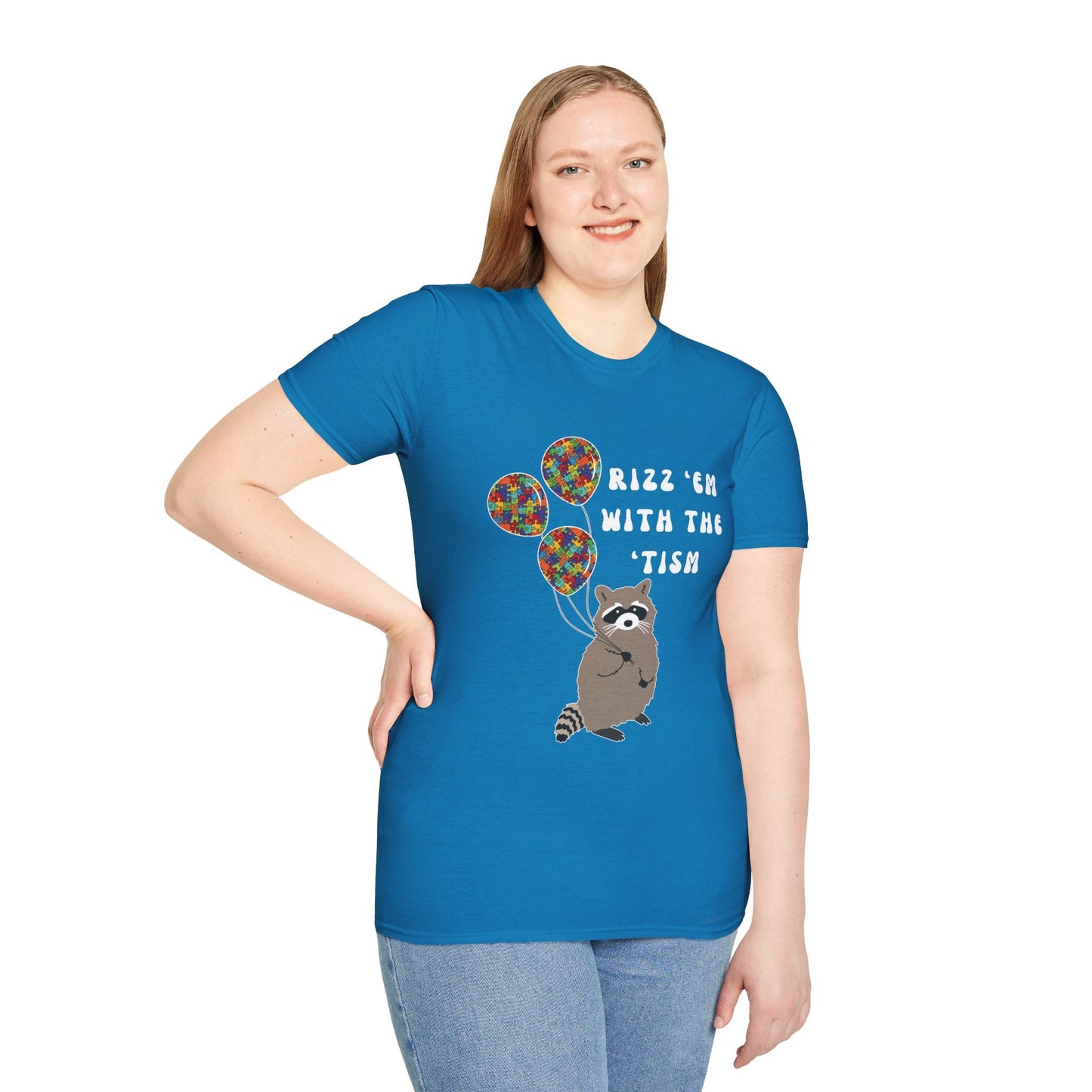 Rizz 'Em With The 'Tism Retro Shirt, Boho Raccoon Autism Awareness Gift Shirt, Neurodiversity Appreciation Shirt