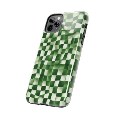 Green Retro Checkered Phone Case Gift for Birthday, Anniversary, House warming, Mother's Day, Graduation for Her/Him