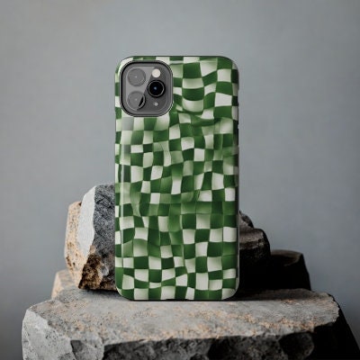 Green Retro Checkered Phone Case Gift for Birthday, Anniversary, House warming, Mother's Day, Graduation for Her/Him
