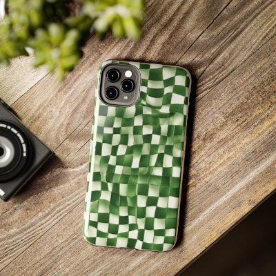 Green Retro Checkered Phone Case Gift for Birthday, Anniversary, House warming, Mother's Day, Graduation for Her/Him