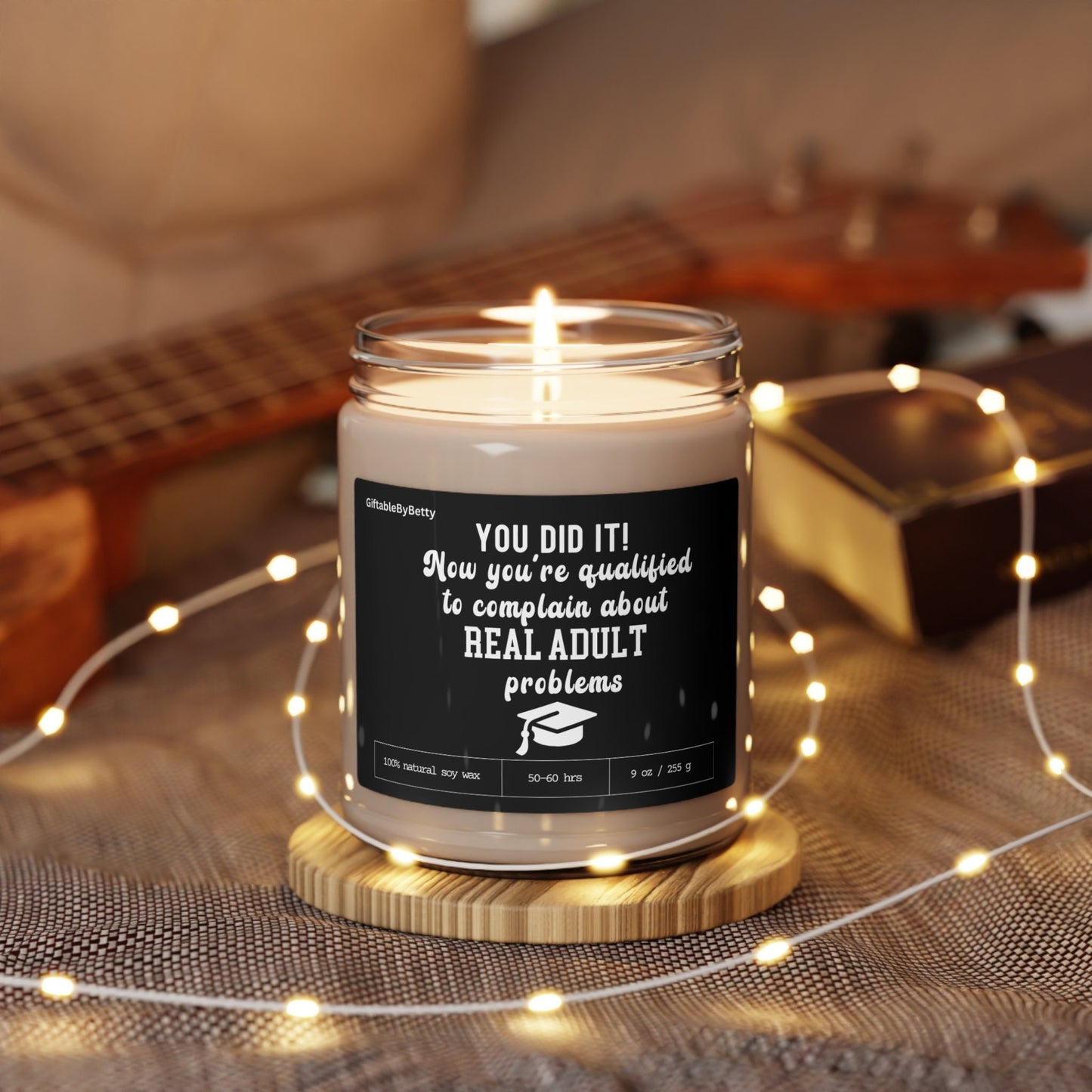 Graduation Candle Gift, Funny Candle Adulting College High School Masters Nursing School Graduation, 9oz Soy Wax Candle Congratulations gift