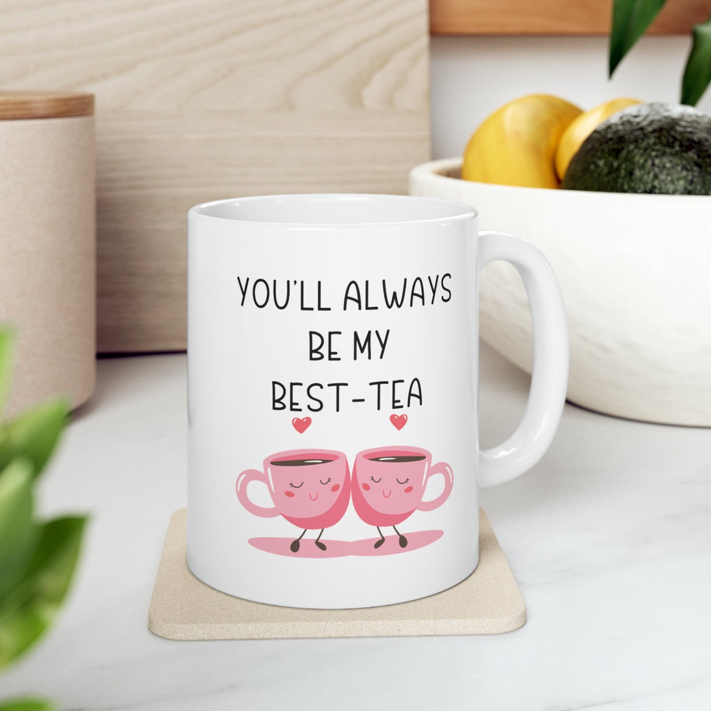Best- Tea Best Friend Mug Gift, Pink Friendship mug, Long Distance Friend Birthday, Friendiversary Christmas Gift