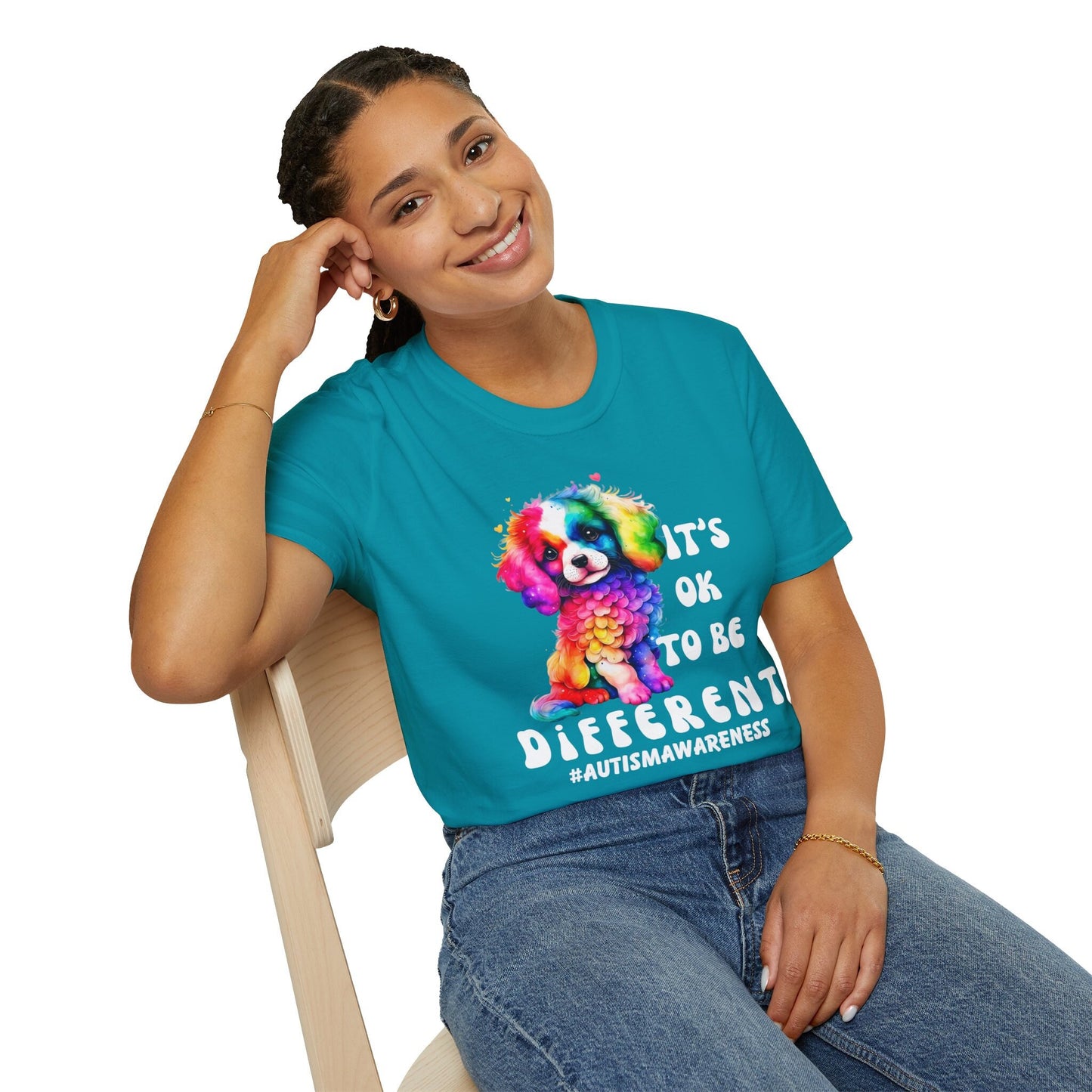 Autism Awareness Cute Dog Shirt, It's Ok to be Different Neurodiversity TShirt Gift, In April We Wear Blue