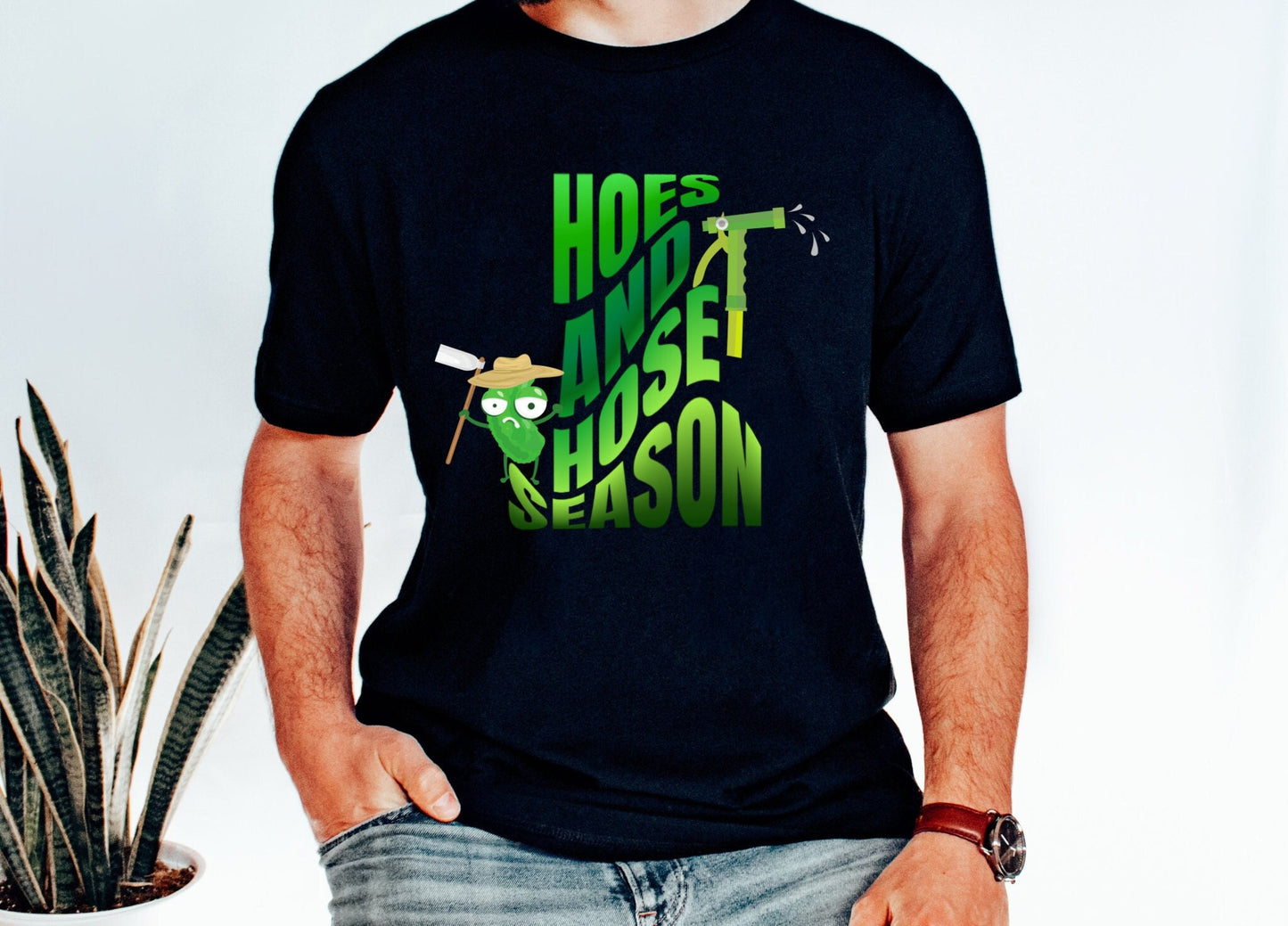 Hoes and Hose Season Gardening Shirt, Plant Lover Shirt Botanical Gift for Gardener, Farmer, for Women & Men