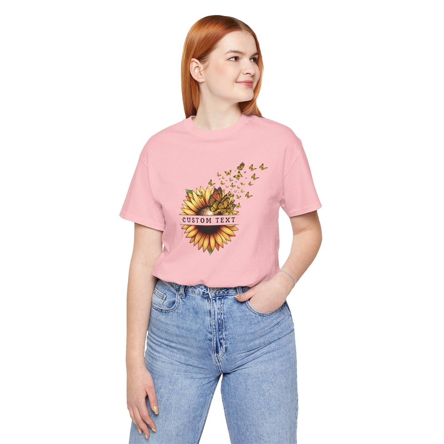 Custom Sunflower Butterfly Shirt Personalised Floral Shirt for Butterflies Sunflower Lovers Mothers Day Botanical Flowers Gift Shirt