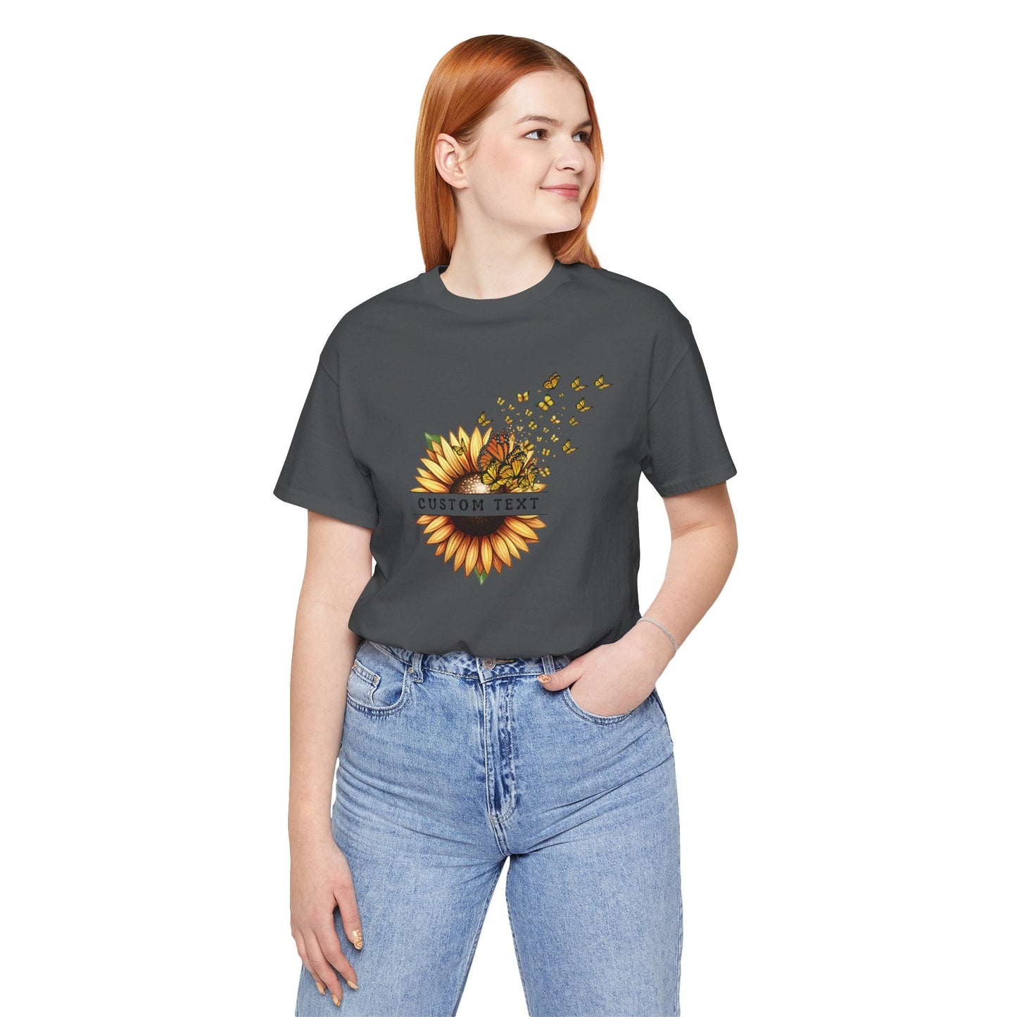 Custom Sunflower Butterfly Shirt Personalised Floral Shirt for Butterflies Sunflower Lovers Mothers Day Botanical Flowers Gift Shirt