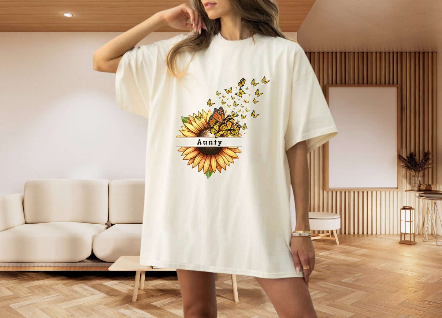 Custom Sunflower Butterfly Shirt Personalised Floral Shirt for Butterflies Sunflower Lovers Mothers Day Botanical Flowers Gift Shirt