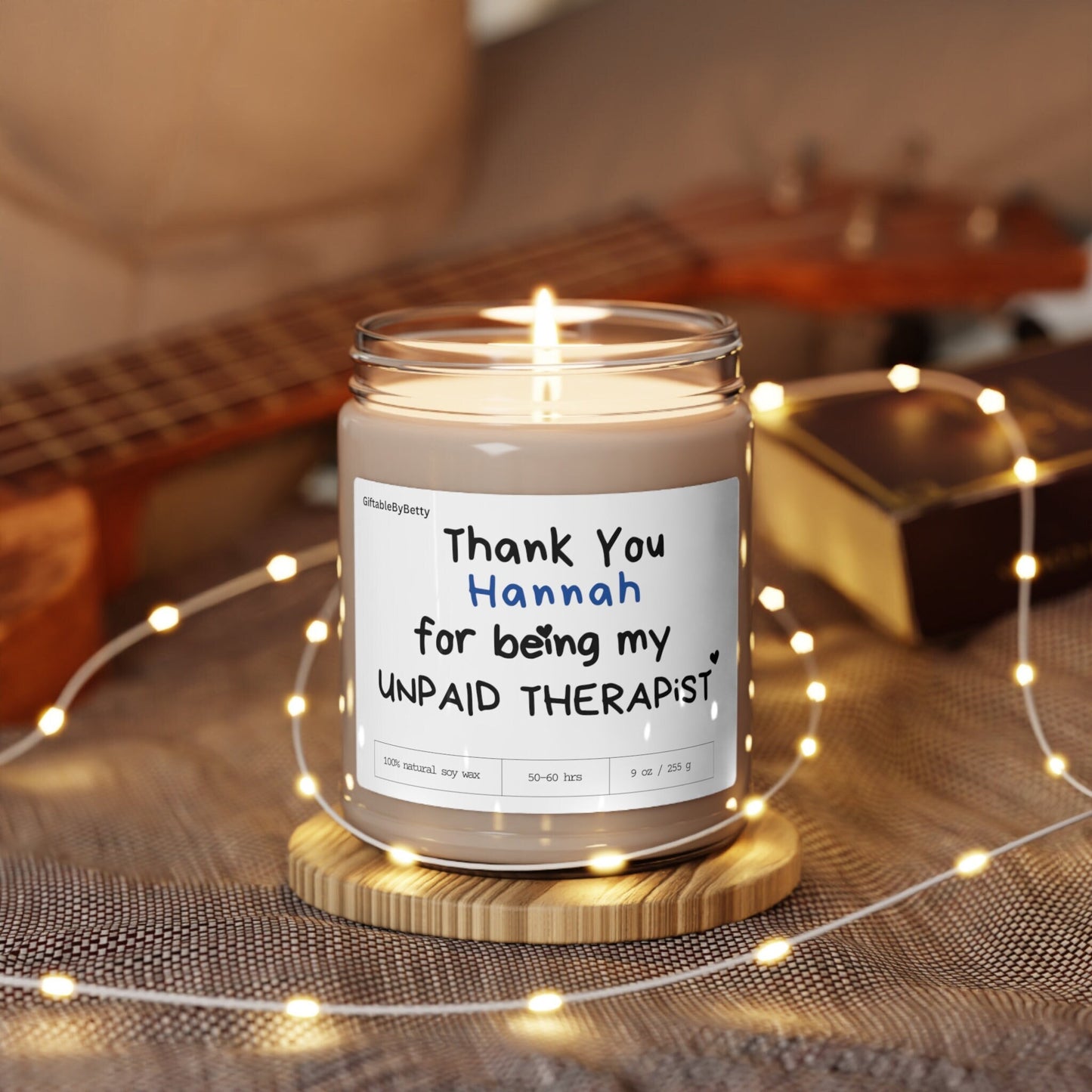 Custom Candle gift funny candles for coworker bestfriend boyfriend girlfriend husband wife 9oz Soy Personalized Candle Unpaid Therapist