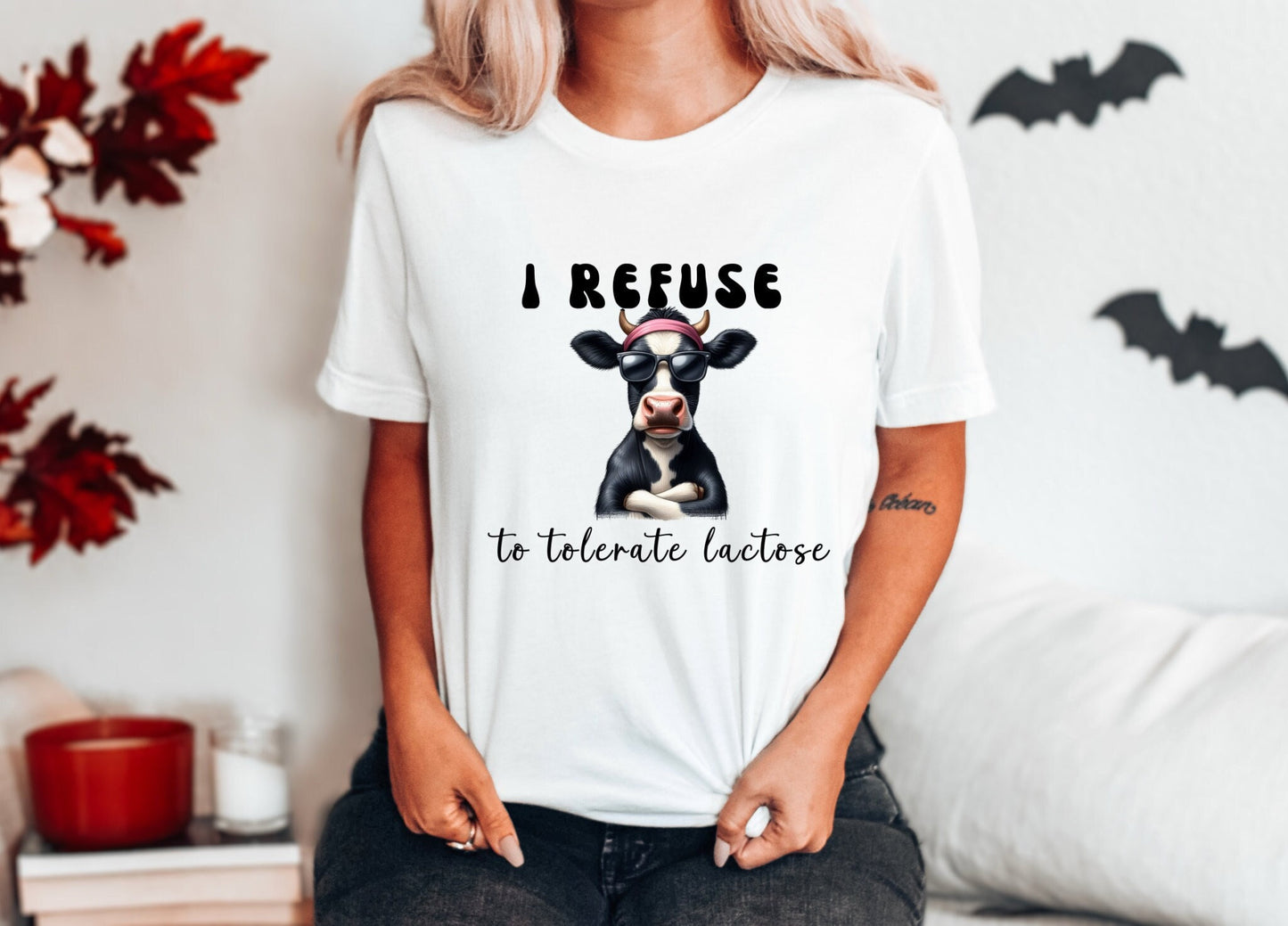 Funny Cow Shirt, Lactose Intolerant Tshirt, Funny Animal I Refuse to Tolerate Lactose Unisex Tshirt gift for her for him