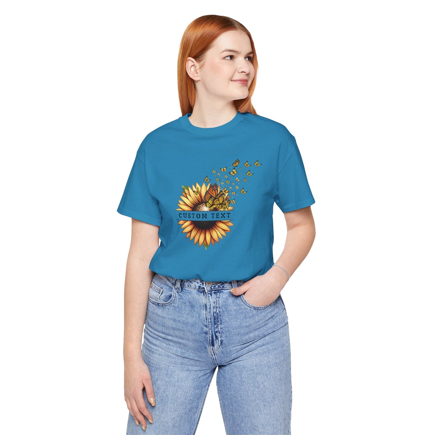 Custom Sunflower Butterfly Shirt Personalised Floral Shirt for Butterflies Sunflower Lovers Mothers Day Botanical Flowers Gift Shirt
