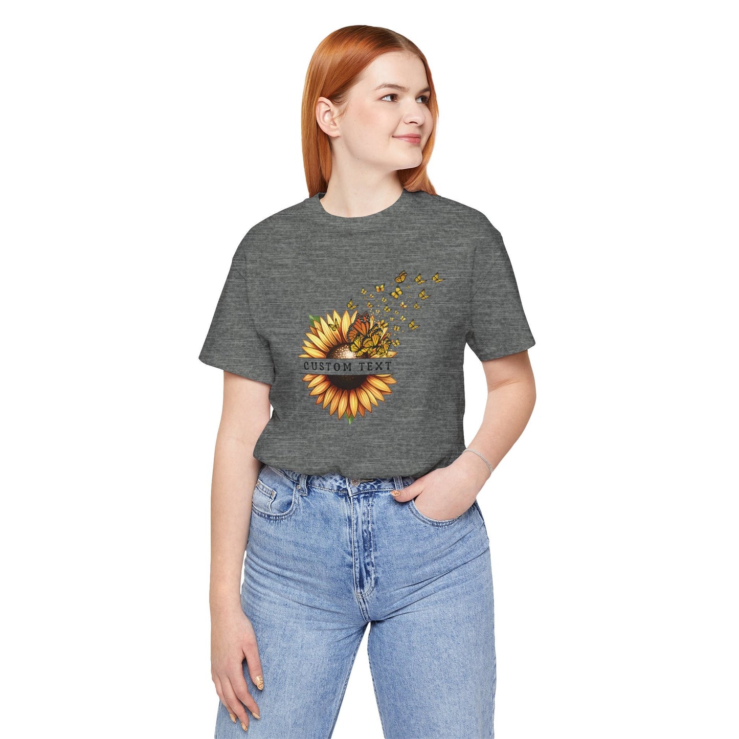 Custom Sunflower Butterfly Shirt Personalised Floral Shirt for Butterflies Sunflower Lovers Mothers Day Botanical Flowers Gift Shirt