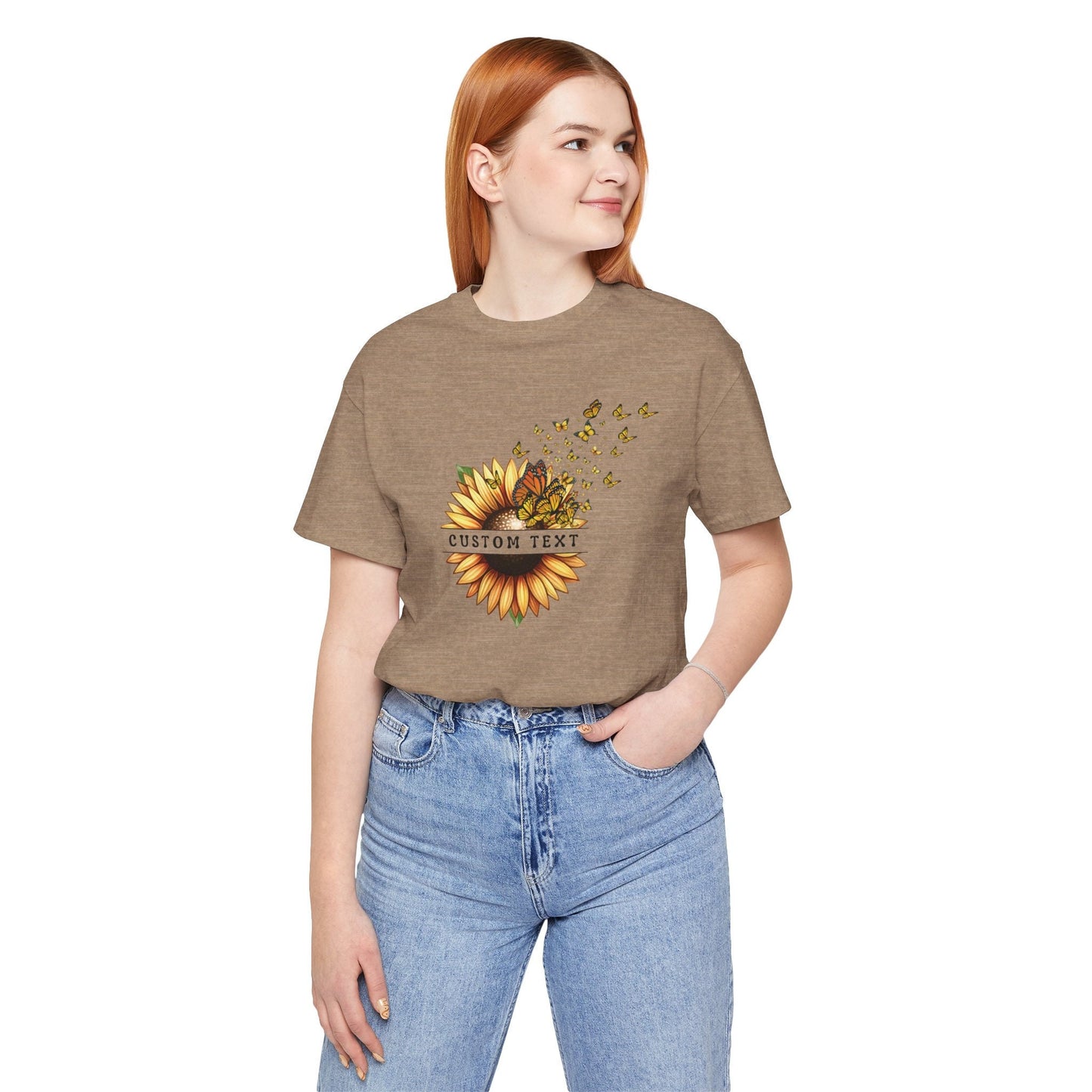 Custom Sunflower Butterfly Shirt Personalised Floral Shirt for Butterflies Sunflower Lovers Mothers Day Botanical Flowers Gift Shirt