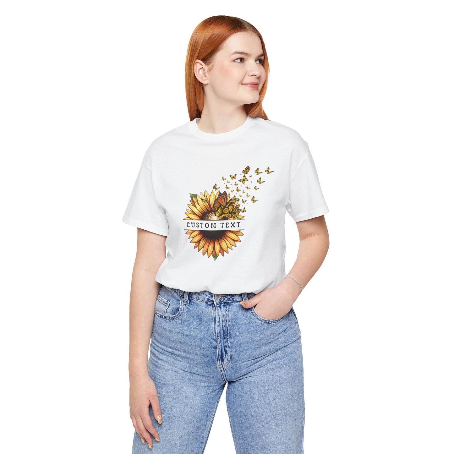 Custom Sunflower Butterfly Shirt Personalised Floral Shirt for Butterflies Sunflower Lovers Mothers Day Botanical Flowers Gift Shirt