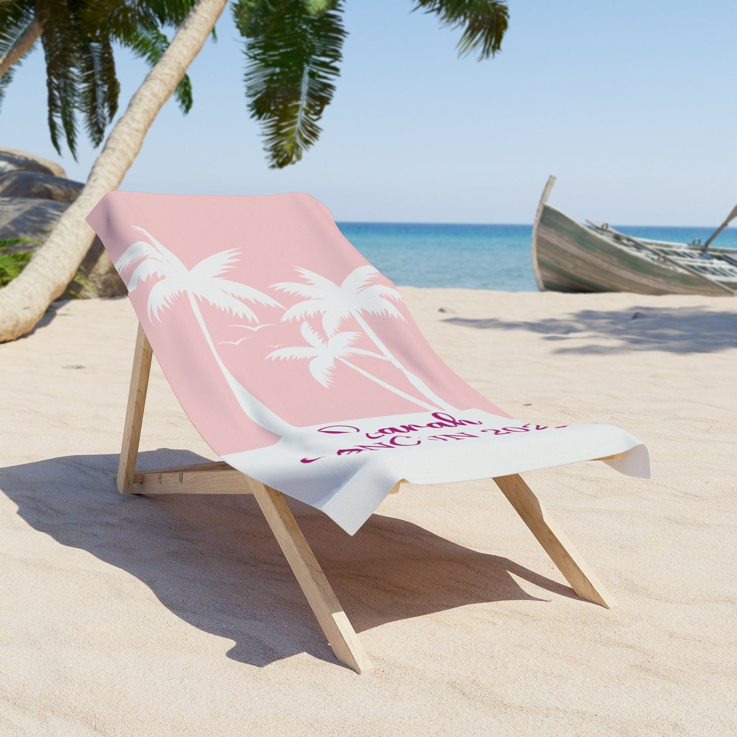 Custom beach towel, family vacation gift, custom bachelorette party gift, bridesmaid proposal, customized palm tree towel, pool towel custom