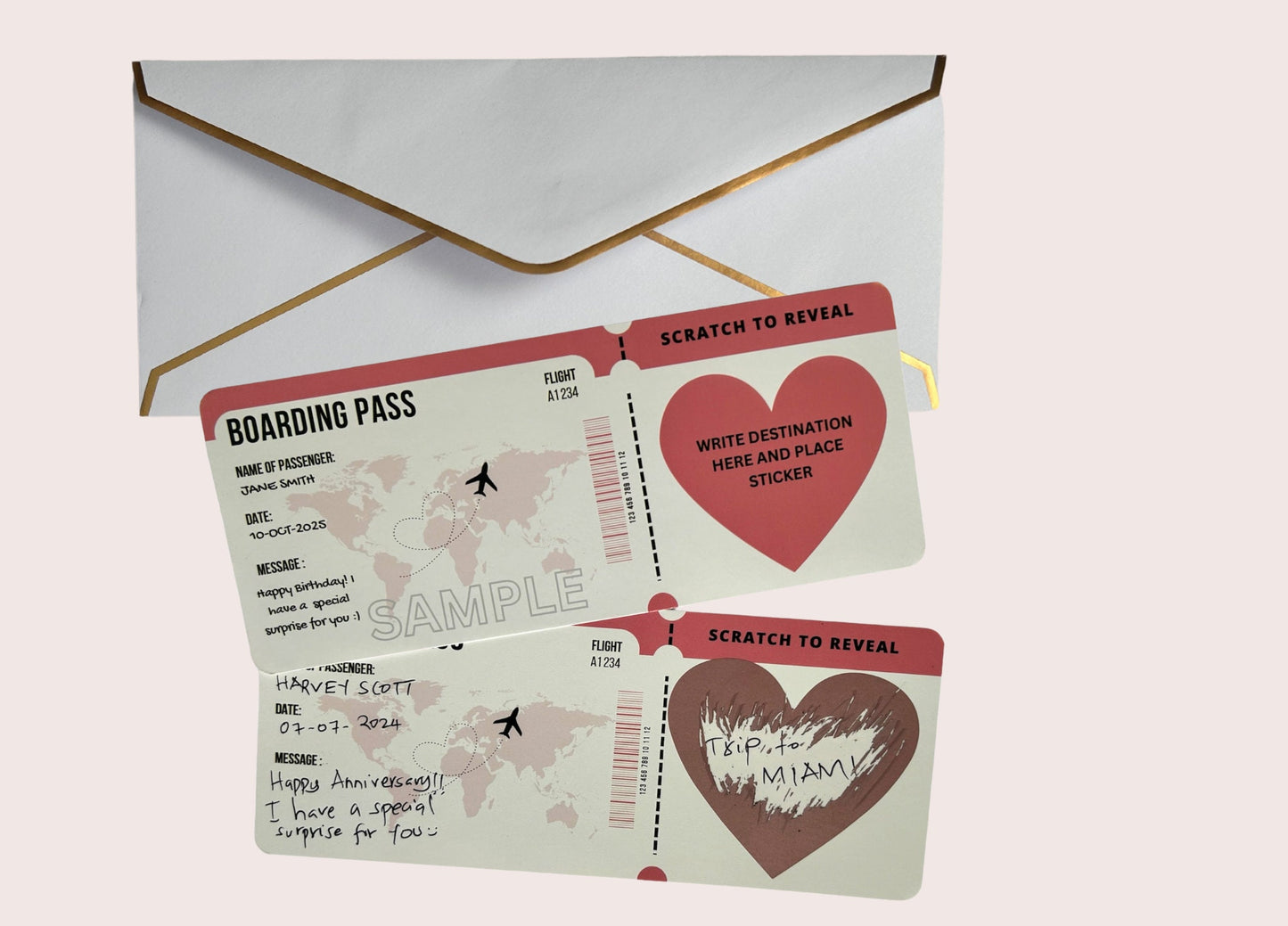 DIY Personalized Scratch To Reveal Card, Birthday Surprise Boarding Pass, Special Birthday Scratch Card, Bachelorette Anniversary Vacation