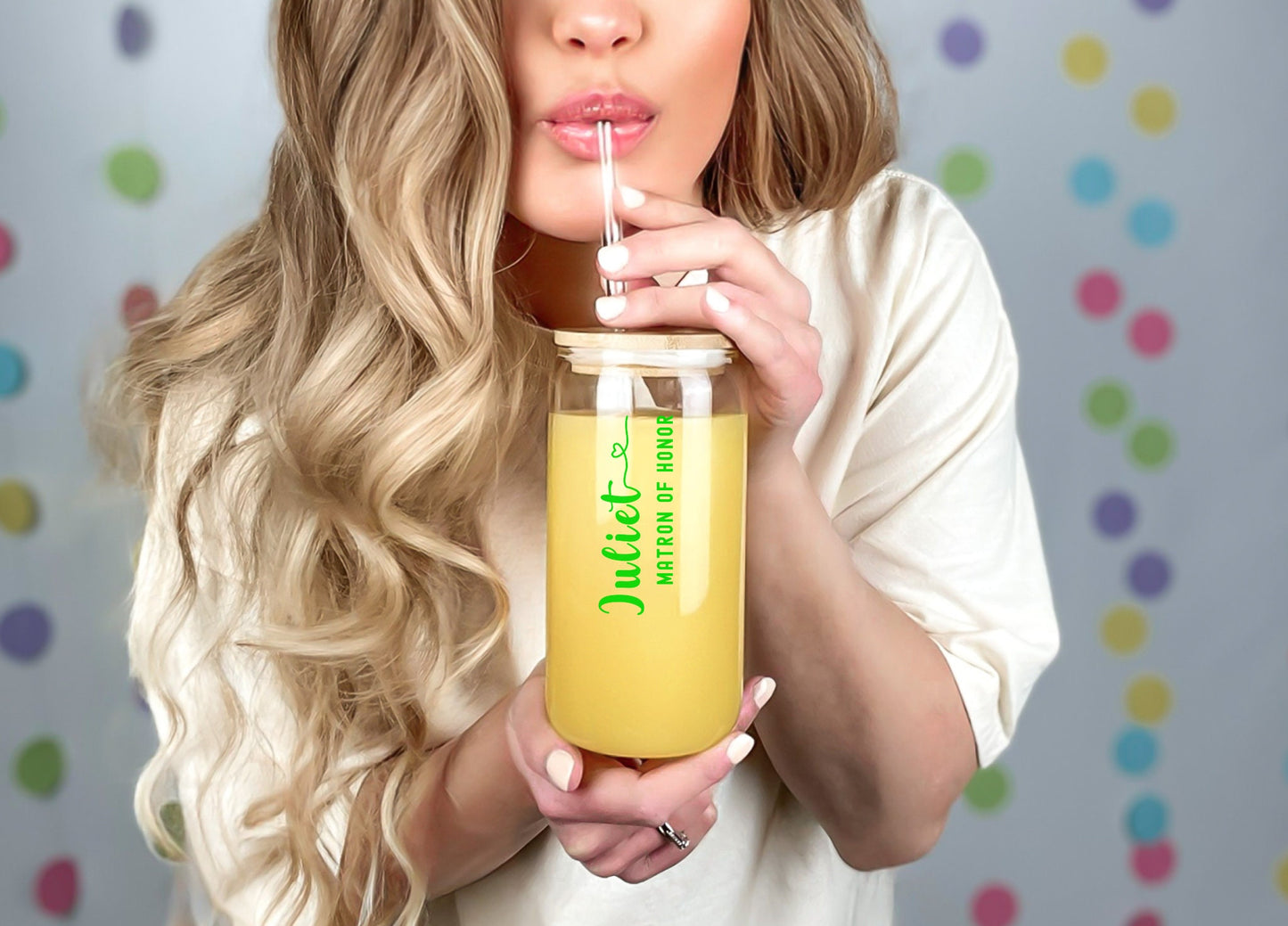 Personalized Bridesmaid Gift Tumbler Customized Iced Coffee Glass Tumbler Bridesmaid Proposal Bachelorette Party 16oz Glass Cup Bridal Party