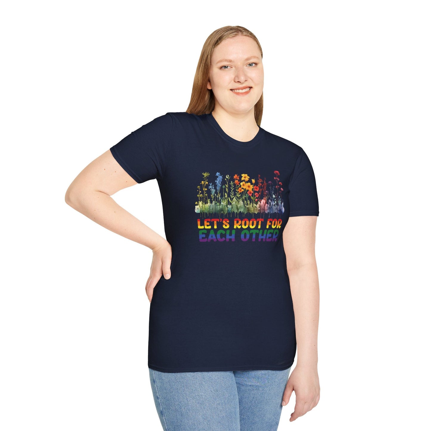 Let's root for each other Pride T-Shirt, LGBTQ Ally Shirt, Wildflower Shirt, Pride Month Gift, Gay Rights Ally Shirt, Rainbow Colors Shirt
