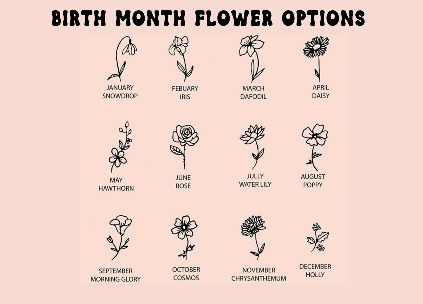 Custom Birth flower necklace, Birthday gift for mom girlfriend Grandma, Birth Flower Jewelry, Birth flower Family Gift, Mothers Day Gifts