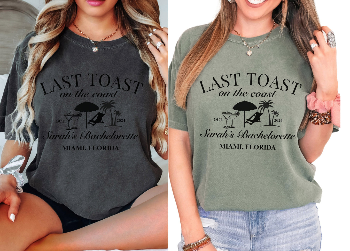 Custom Bachelorette Shirts,Personalized Girls Trip Shirt, Beach Bachelorette Party Shirt, Last Toast on the Coast Tshirt, Bridal Party Gifts