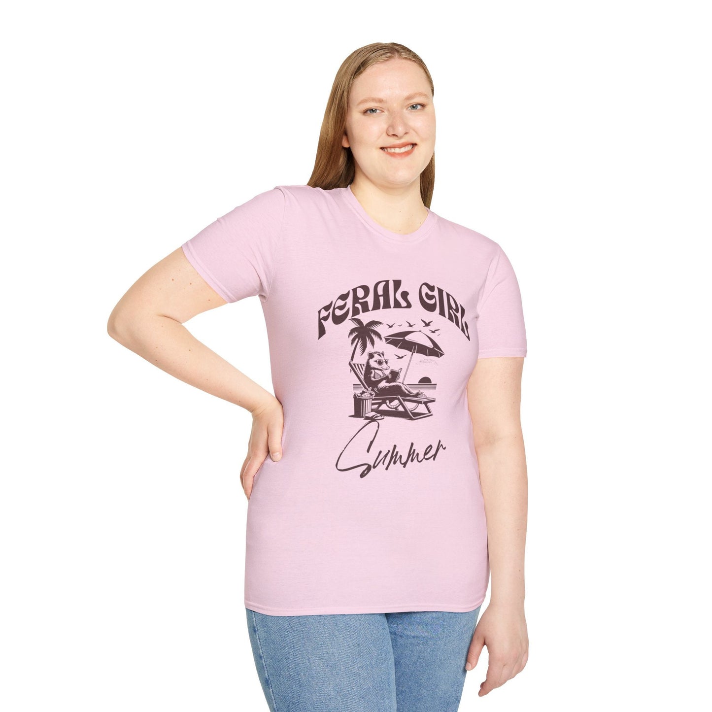 Funny Feral Girl Summer Shirt, Book Lover Birthday Gift, Opossum Beach Shirt, Funny Raccoon Shirt, Goblincore shirt, Funny women tshirt
