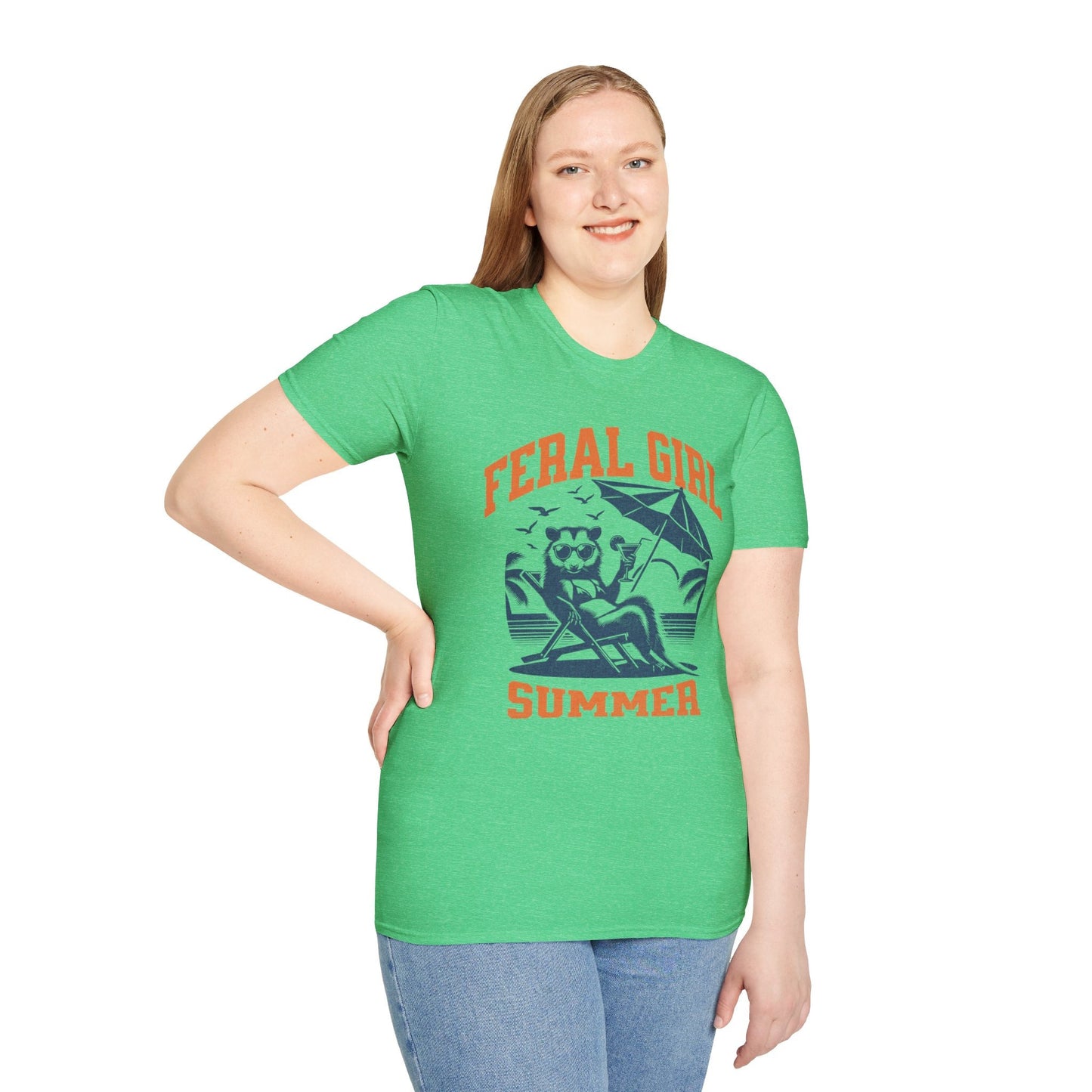 Funny Raccoon Summer T-Shirt, Feral Girl Summer Shirt, Funny Opossum Shirt,Cocktail Lover Beach Vacation Tshirt, Goblincore shirt