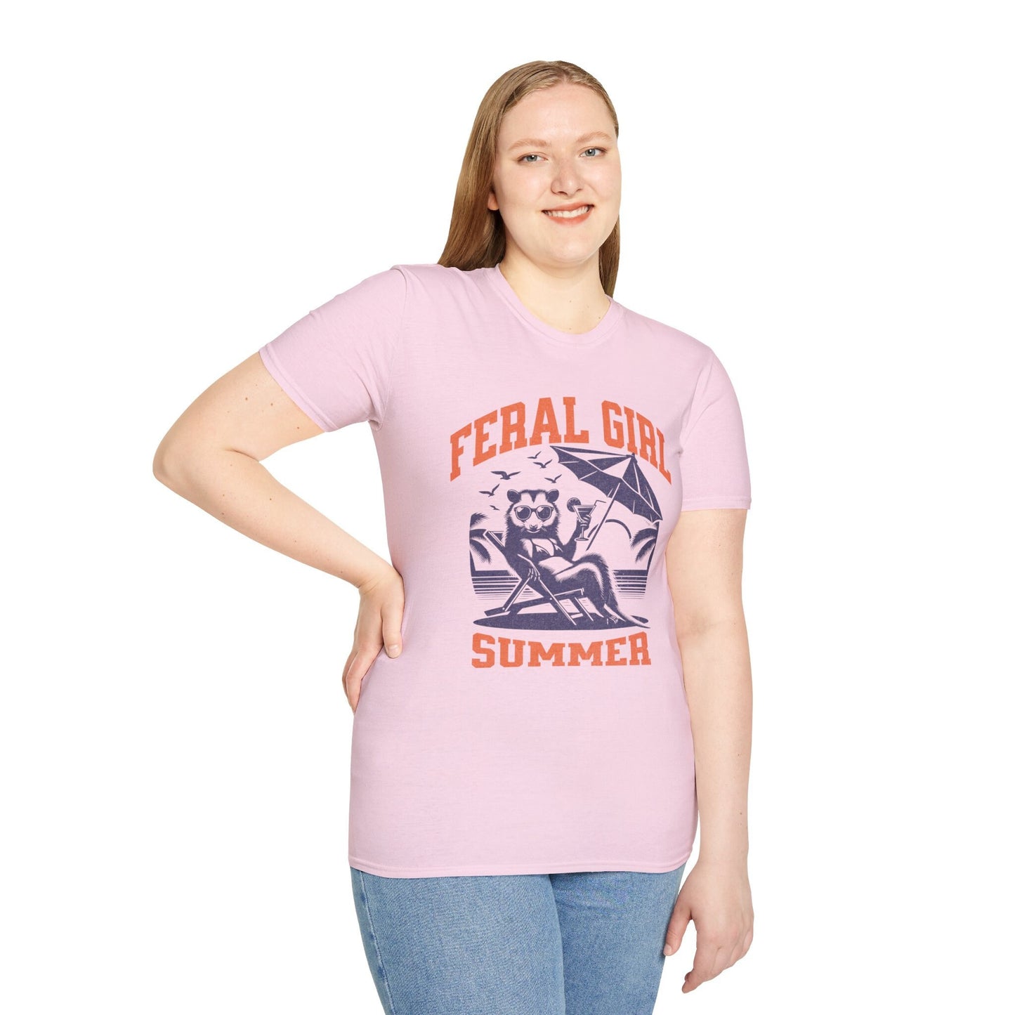 Funny Raccoon Summer T-Shirt, Feral Girl Summer Shirt, Funny Opossum Shirt,Cocktail Lover Beach Vacation Tshirt, Goblincore shirt