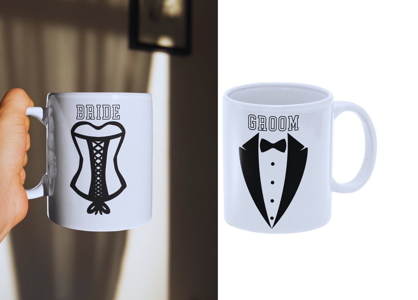 Bride & Groom Coffee Mug Set, Bride Coffee Cup, Groom Coffee Cup, Mrs Mr Matching Coffee Mug, Groom Mug, Wedding Gift Bride, Engagement Gift