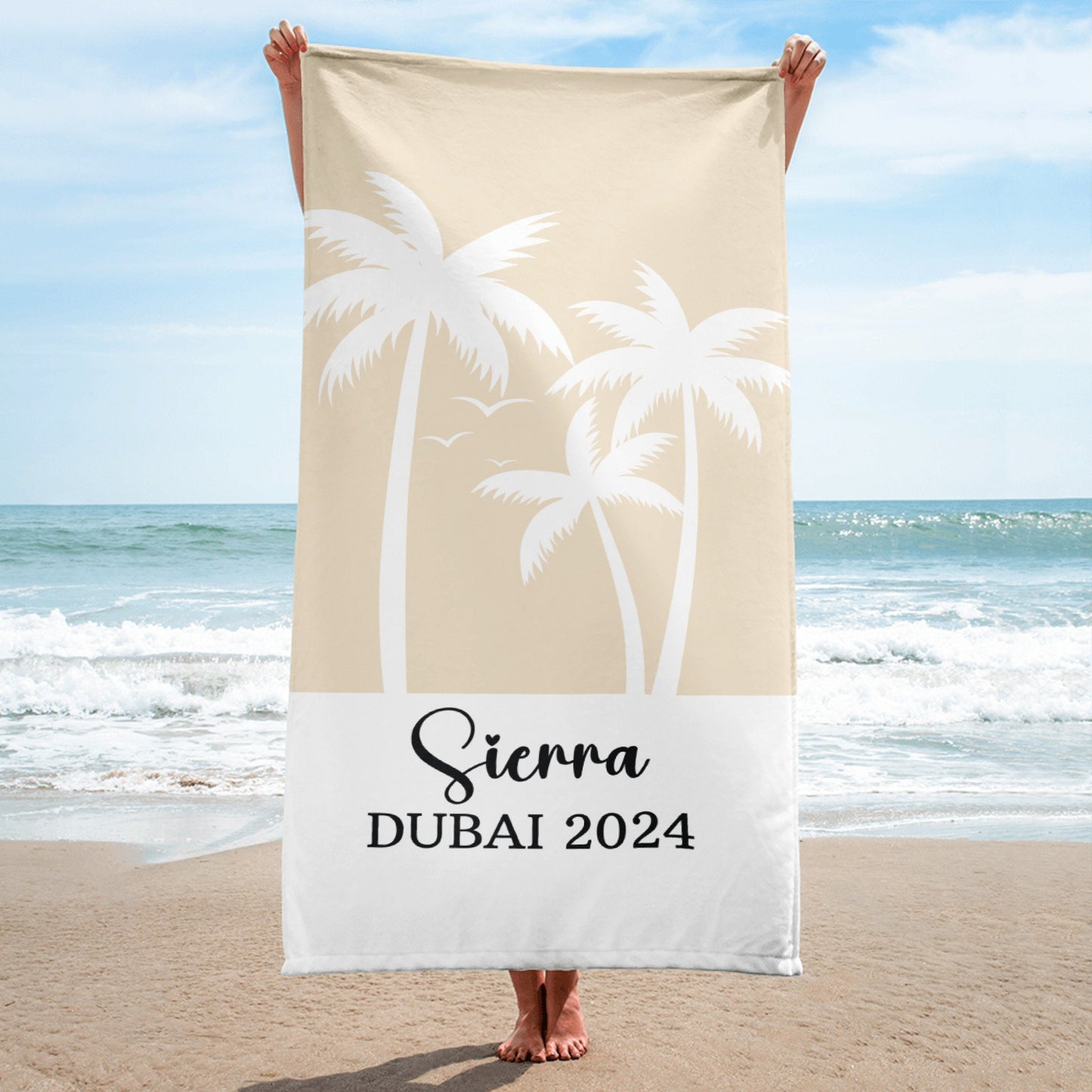 Custom beach towel, family vacation gift, custom bachelorette party gift, bridesmaid proposal, customized palm tree towel, pool towel custom