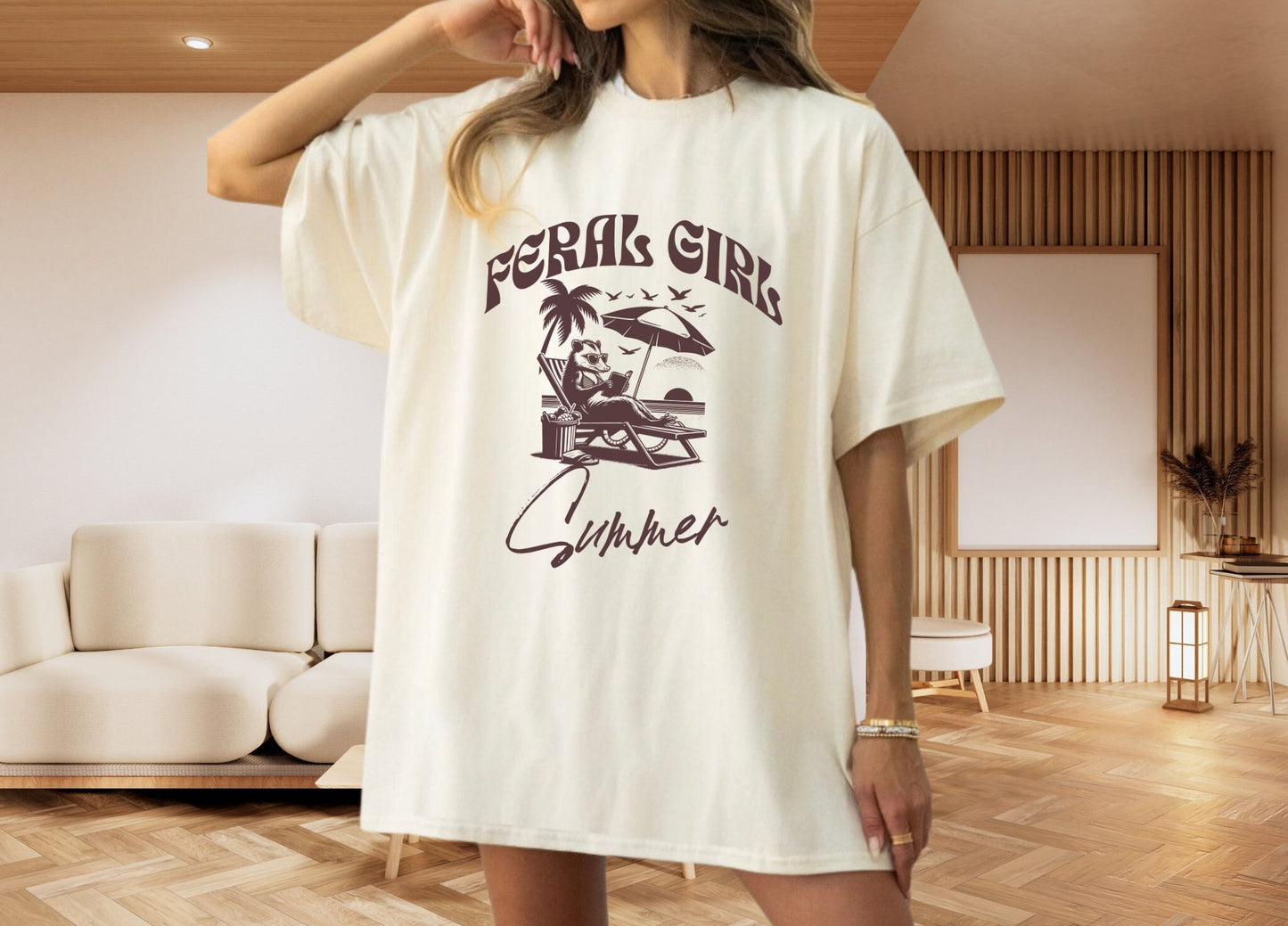 Funny Feral Girl Summer Shirt, Book Lover Birthday Gift, Opossum Beach Shirt, Funny Raccoon Shirt, Goblincore shirt, Funny women tshirt