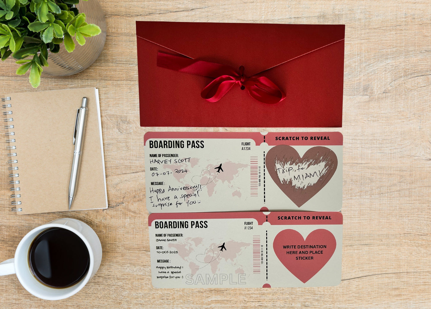 DIY Personalized Scratch To Reveal Card, Birthday Surprise Boarding Pass, Special Birthday Scratch Card, Bachelorette Anniversary Vacation