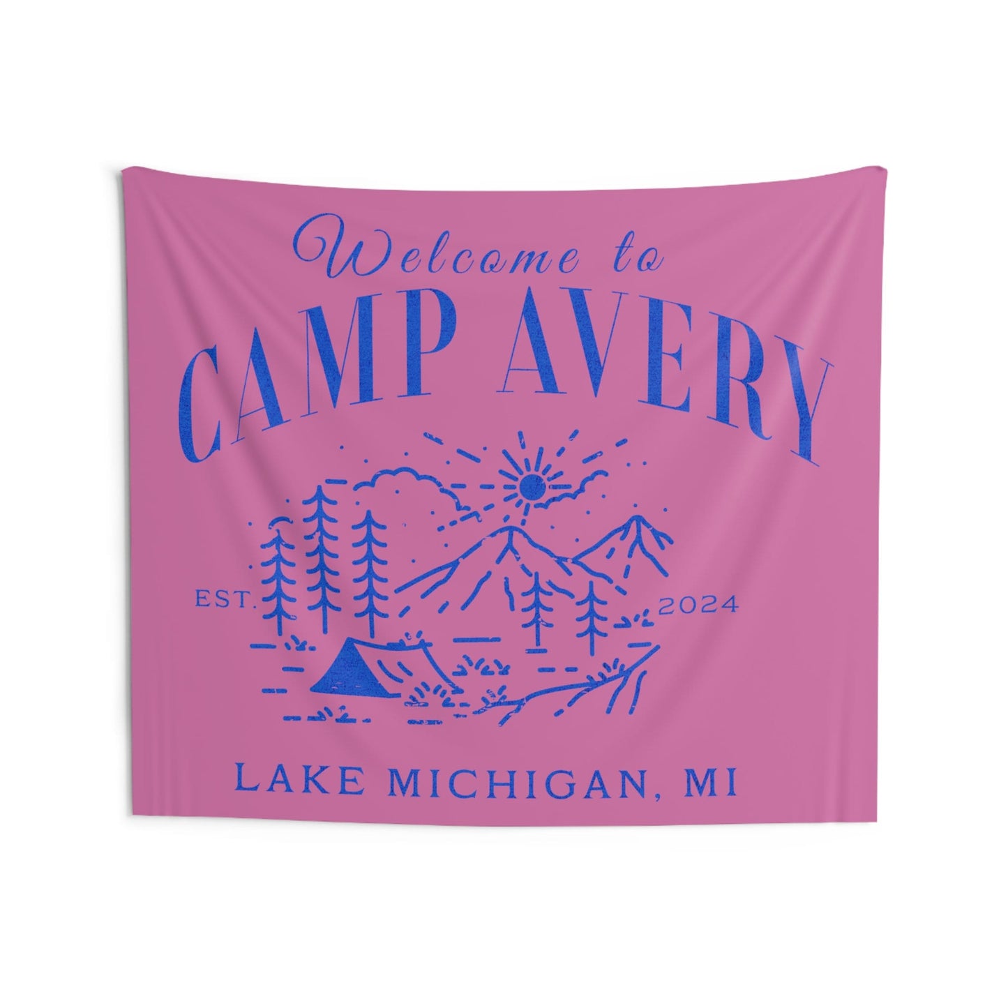 Avery White Blue Pink Wall Tapestries