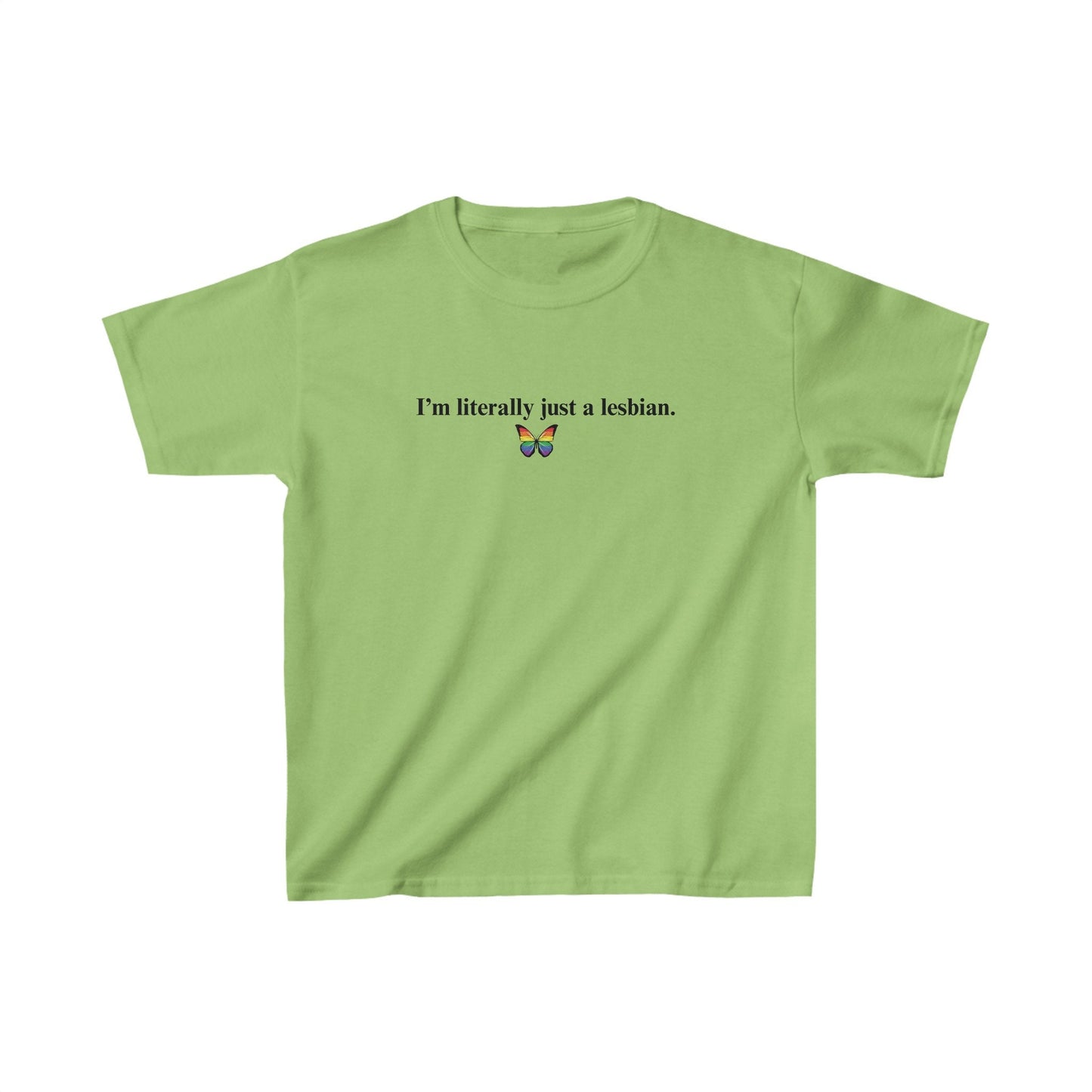 Literally just a lesbian Baby Tee, Lesbian Pride Shirt Gift, Butterfly Pride Shirt, Pride Month Shirt, LGBTQ Women Gift, y2k Baby Tee