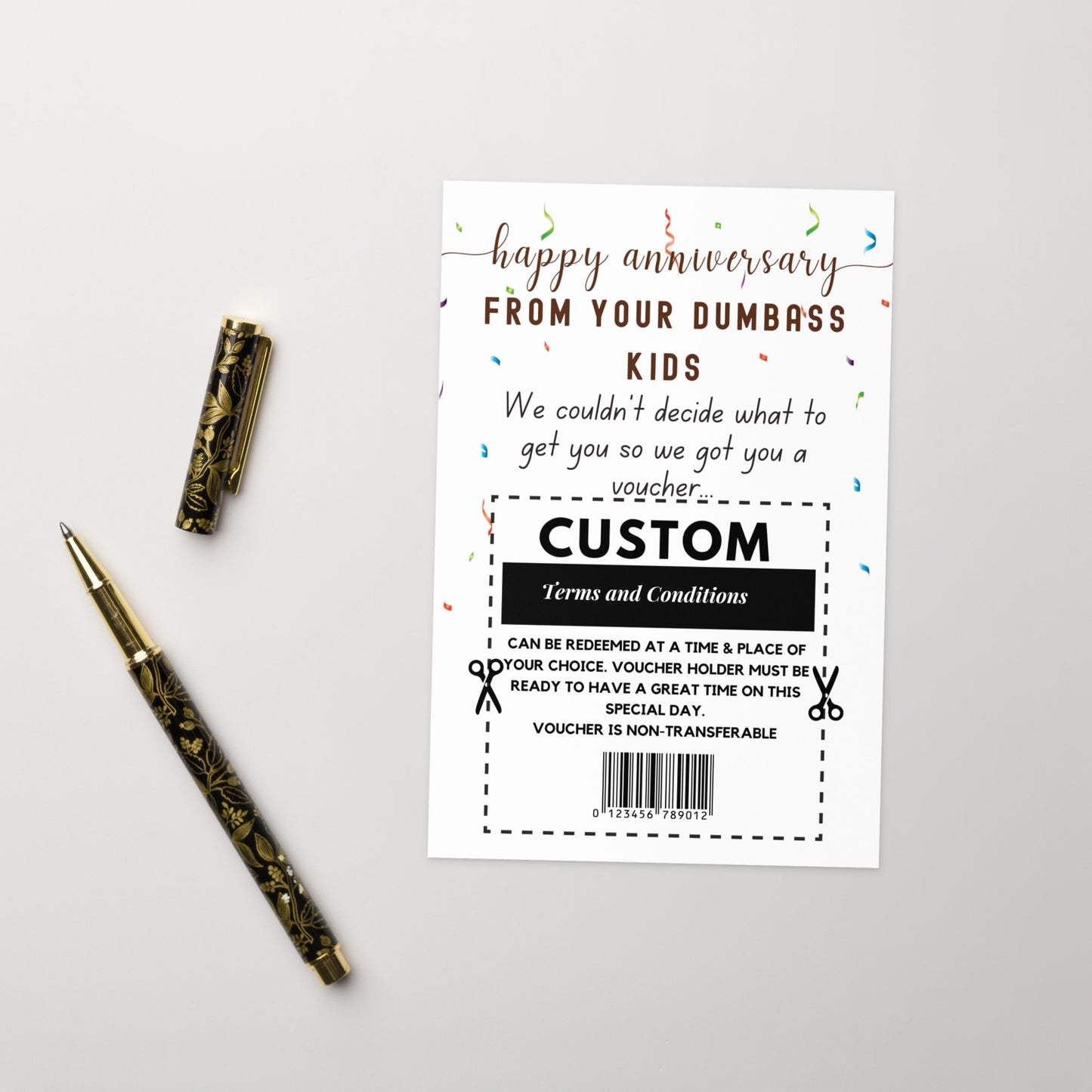 Personalized Funny Anniversary Card, Parents Anniversary Gift, Funny Gift From Few Dumbass Kids, Happy Anniversary Parents,Sarcastic Humor